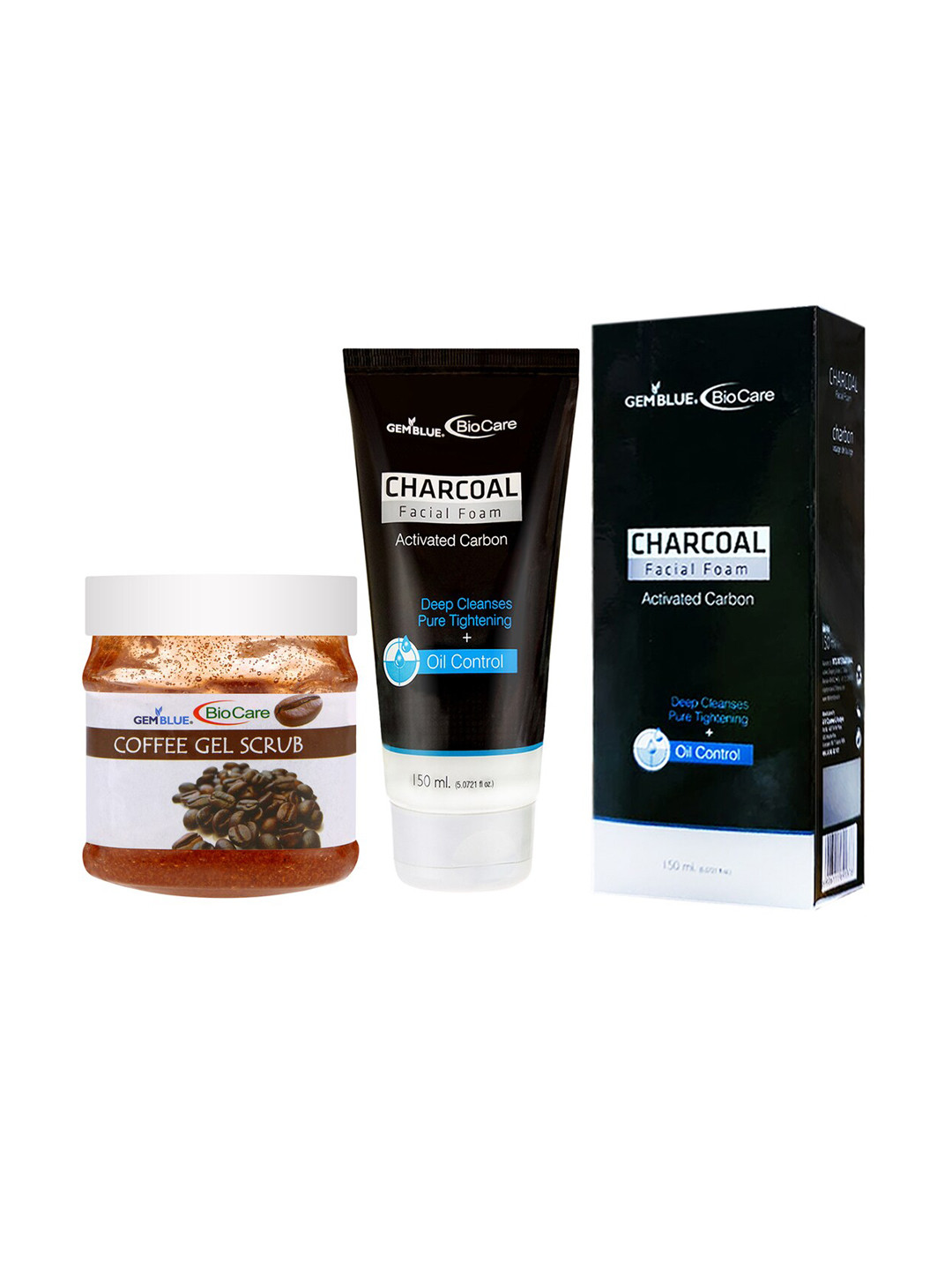 

GEMBLUE BioCare Unisex Coffee scrub, 500ml and Charcoal Face Wash, 150ml, Multi