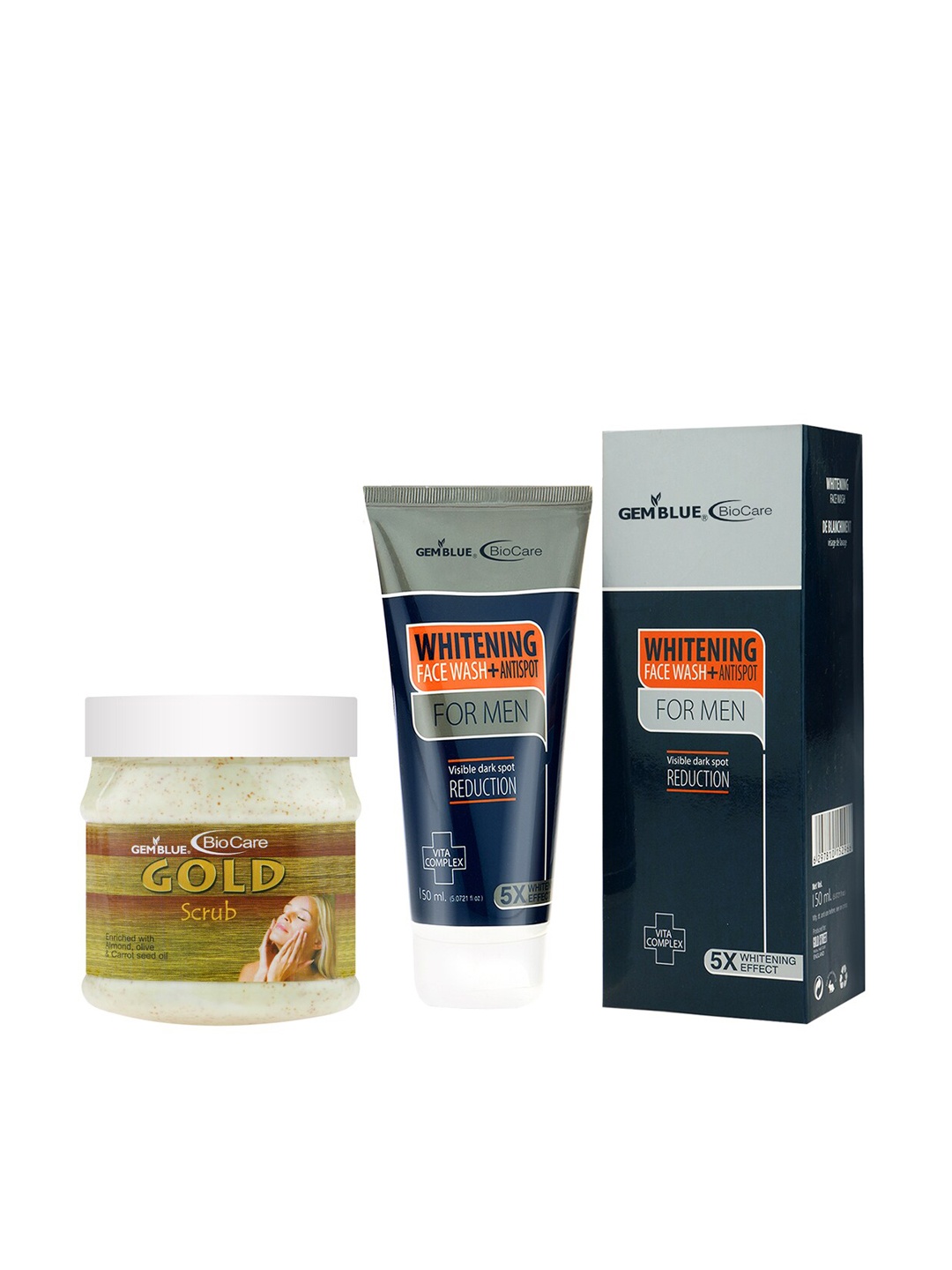

GEMBLUE BioCare Unisex Gold Scrub, 500ml and Whitening Face Wash,150ml, Multi