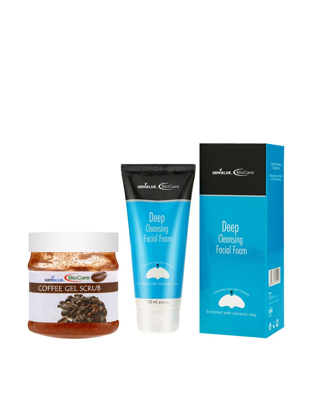 

GEMBLUE BioCare Unisex Deep Cleansing Facial Foam,150ml & Coffee Scrub,500ml, Multi