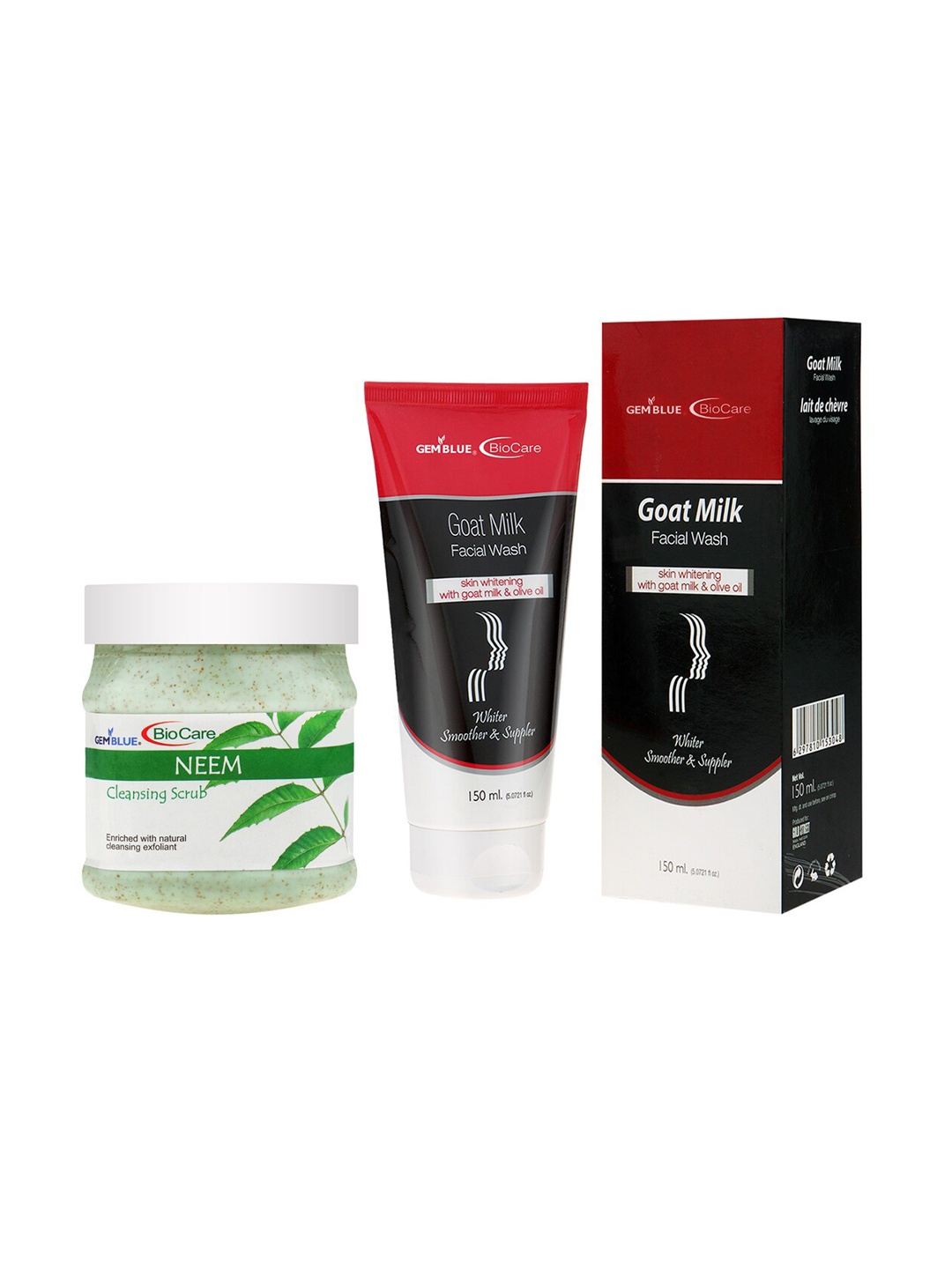 

GEMBLUE BioCare Unisex Neem Scrub, 500ml and Goat Milk Face Wash, 150ml, Multi
