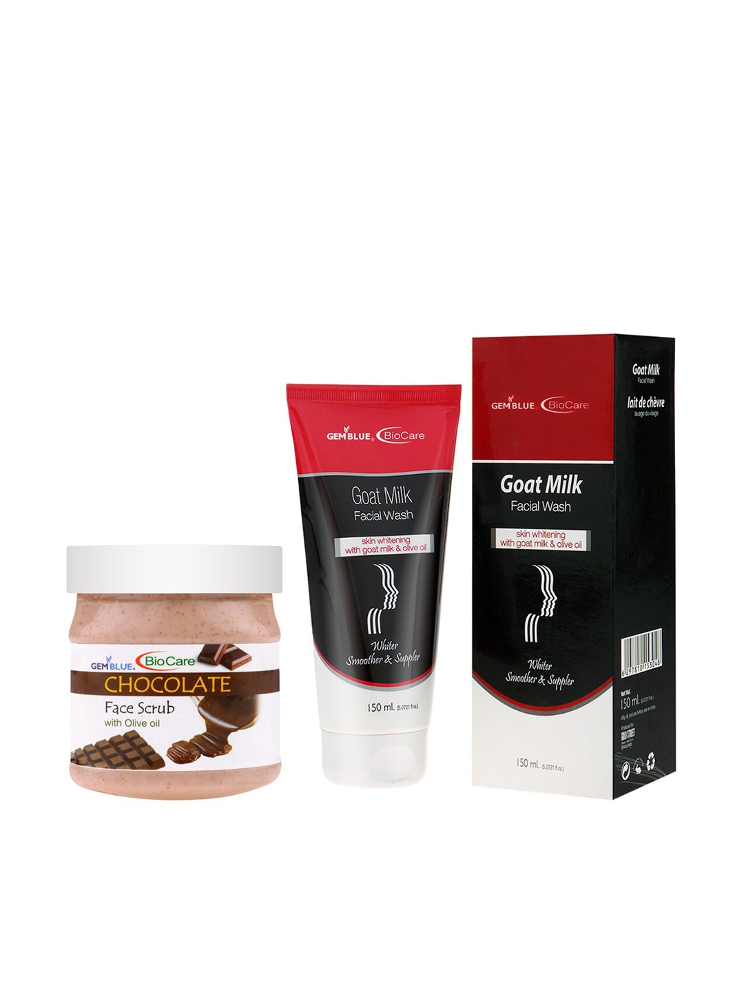 

GEMBLUE BioCare Unisex Chocolate scrub, 500ml and Goat Milk Face Wash, 150ml, Multi