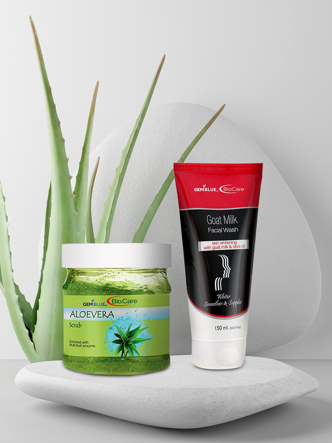 

GEMBLUE BioCare Aloe Vera Scrub and Goat Milk Face Wash 650ml, Multi