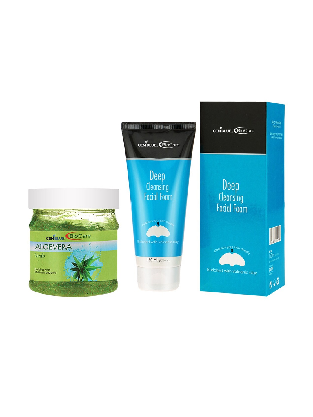 

GEMBLUE BioCare Deep Cleansing Facial Foam & Aloe Vera Scrub 650ml, Multi