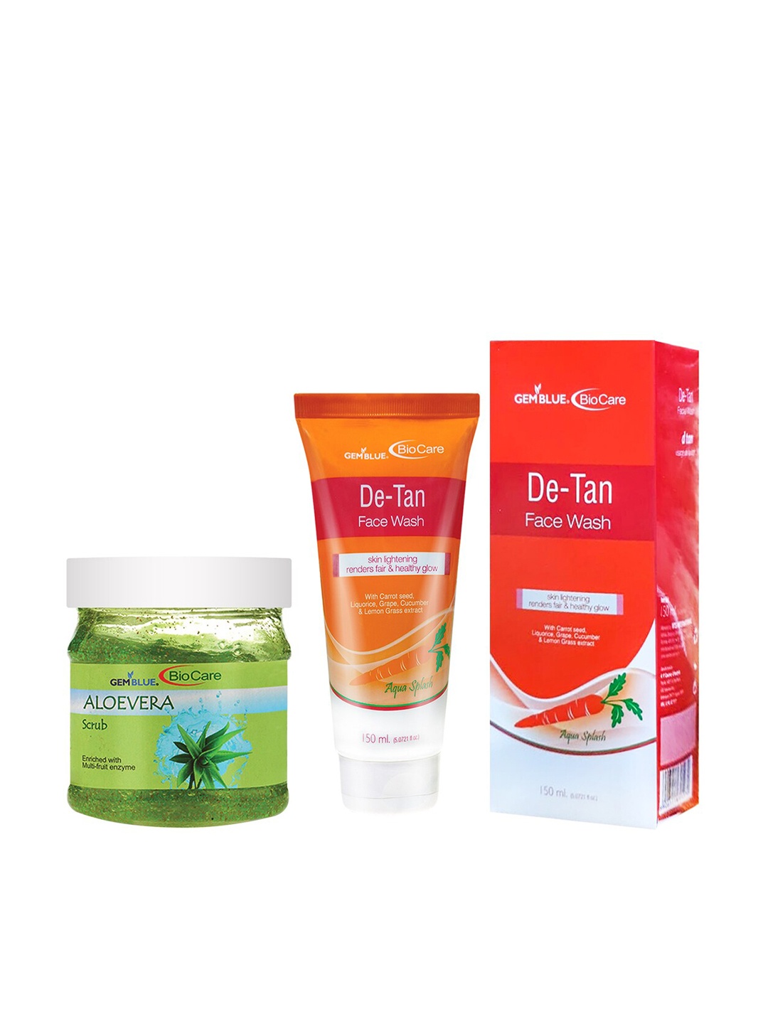 

GEMBLUE BioCare Aloe Vera Scrub and De-Tan Face Wash 650ml, Multi