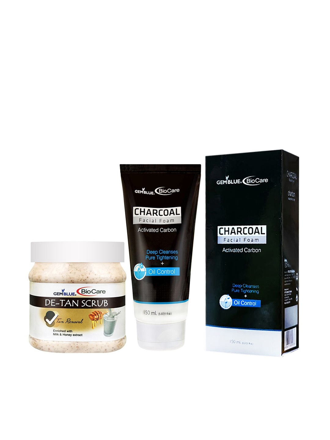 

GEMBLUE BioCare De-Tan Scrub and Charcoal Face Wash 650ml, Multi