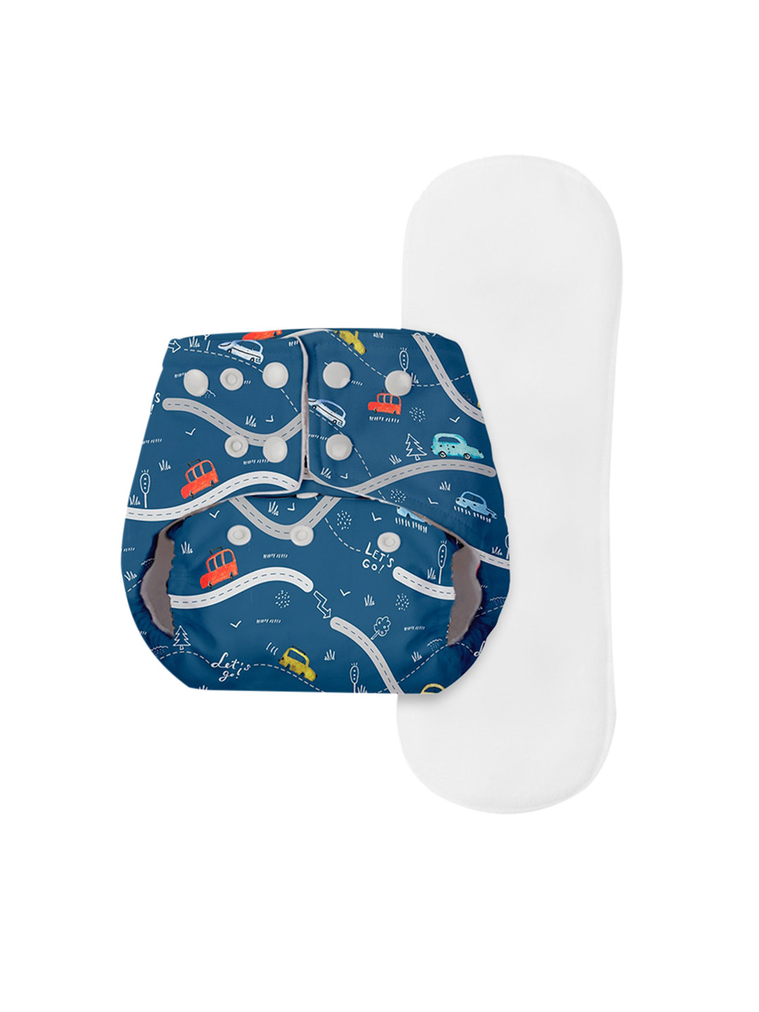 

BASIC by SuperBottoms Unisex Kids Blue Washable Sustainable Reusable Cloth Diaper with 1 insert