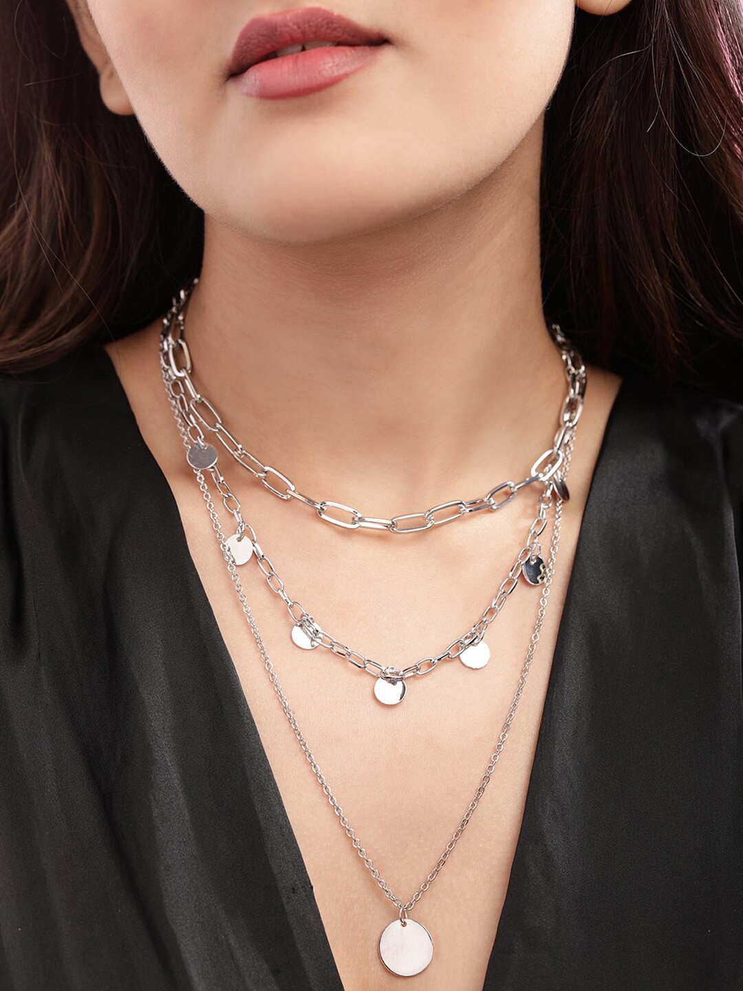 

TOKYO TALKIES X rubans FASHION ACCESSORIES Silver-Toned Silver-Plated Layered Chain