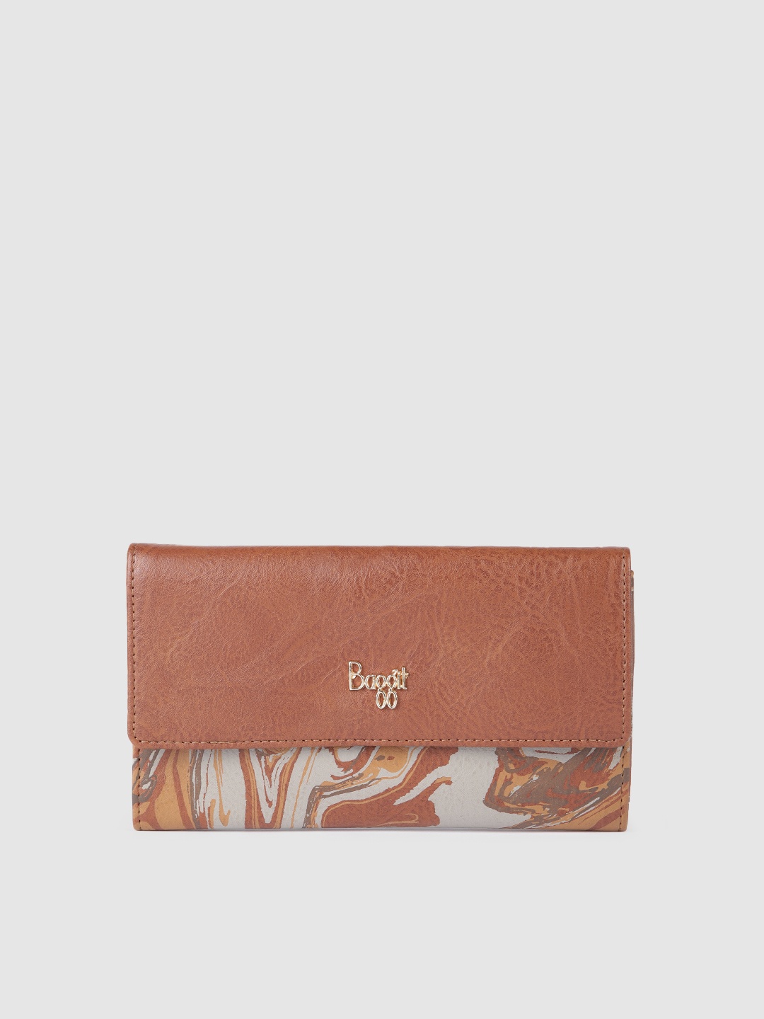 

Baggit Women Tan Brown Printed Three Fold Wallet