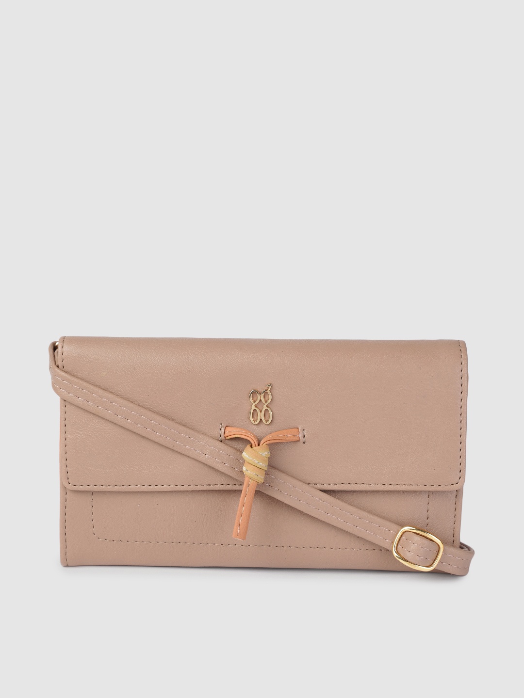 

Baggit Women Pink Solid Envelope Wallet with Sling Strap