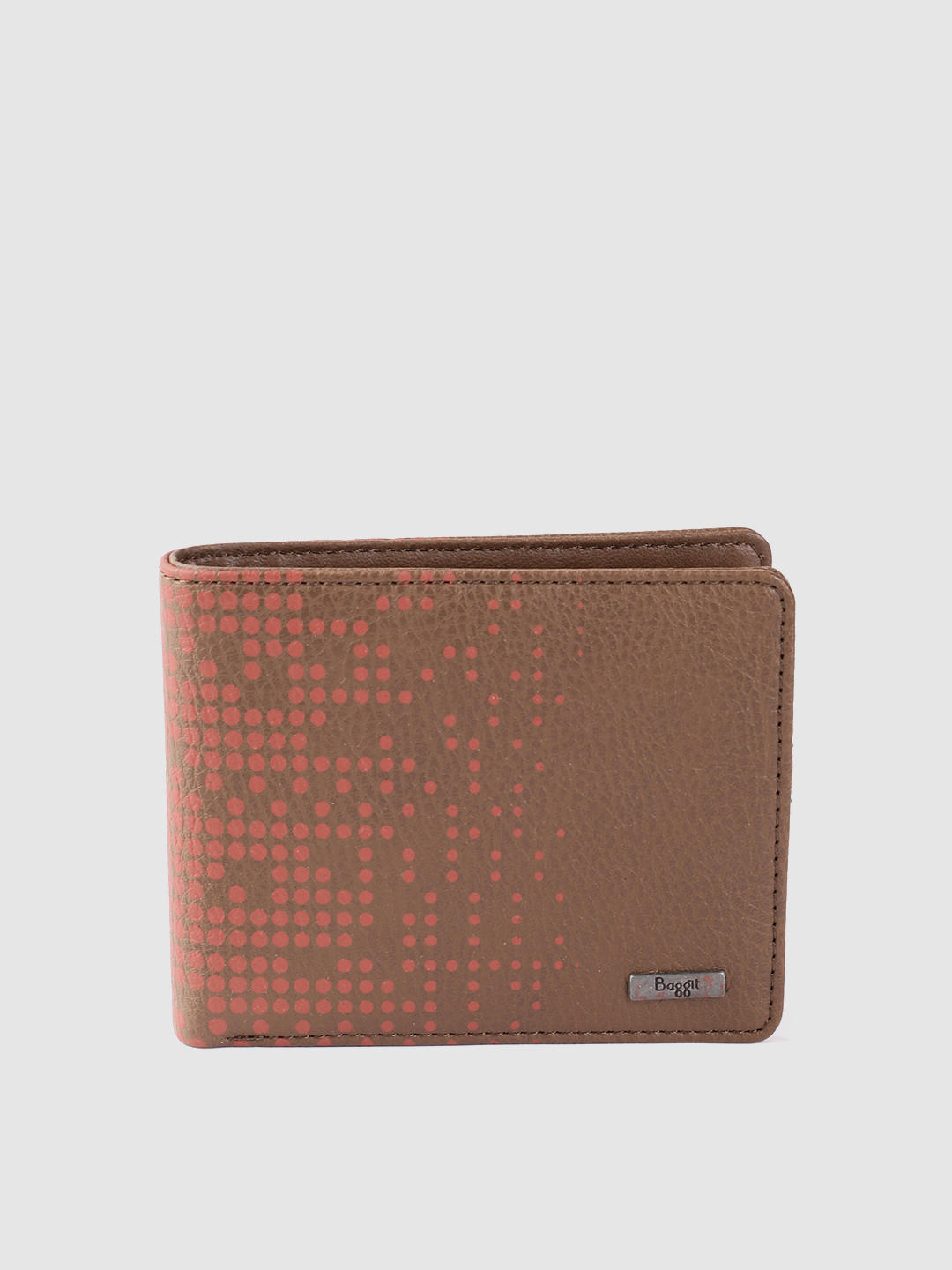 

Baggit Men Geometric Textured Two Fold Wallet, Brown