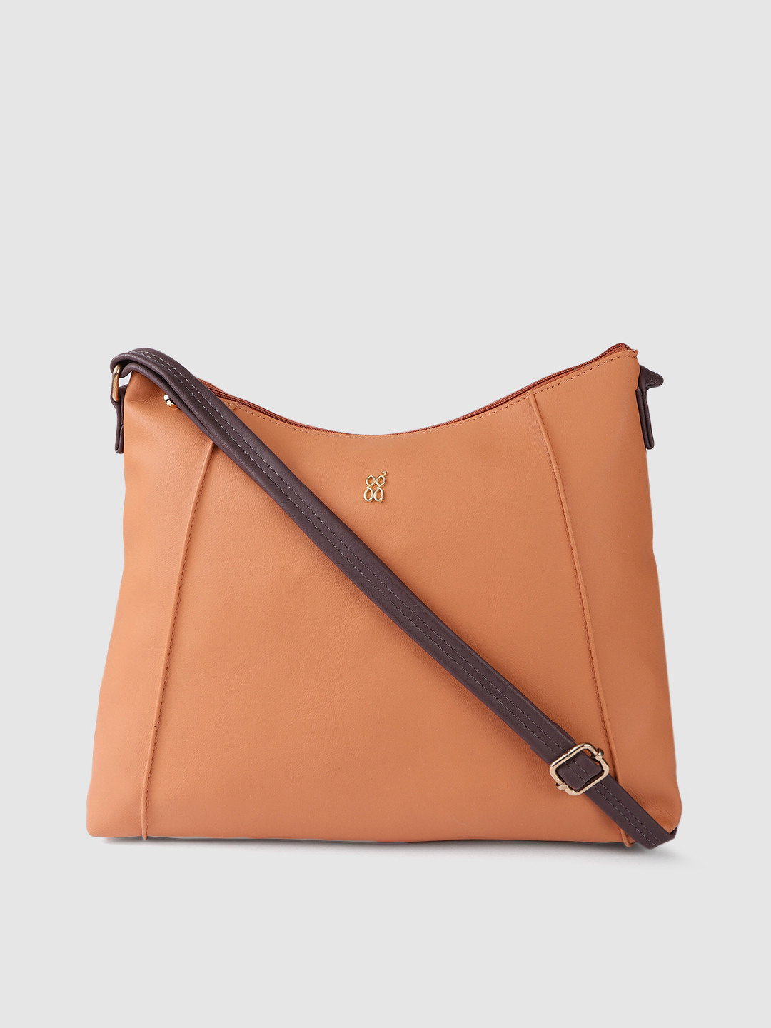 

Baggit Orange Solid Oversized Structured Sling Bag