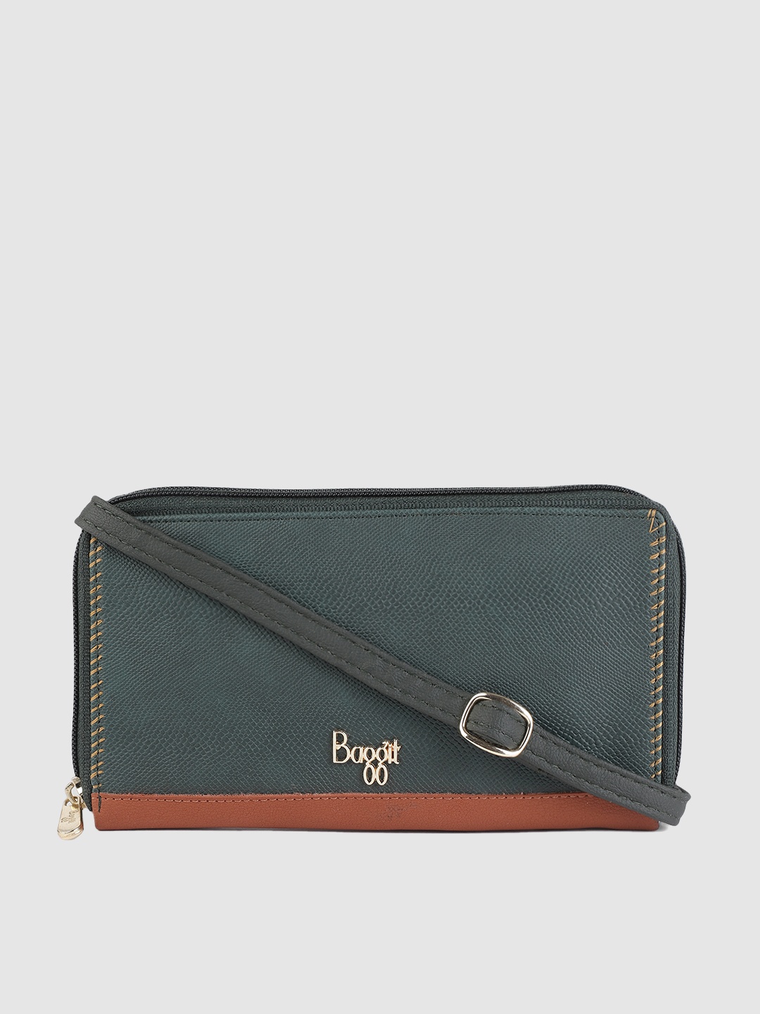 

Baggit Women Green Textured Zip Around Wallet