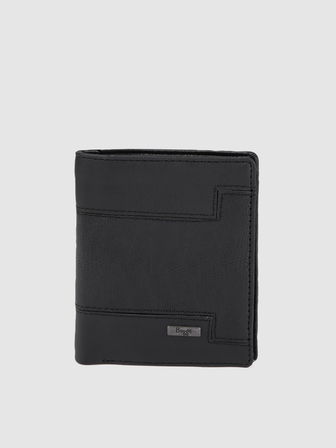 

Baggit Men Black Textured Two Fold Wallet