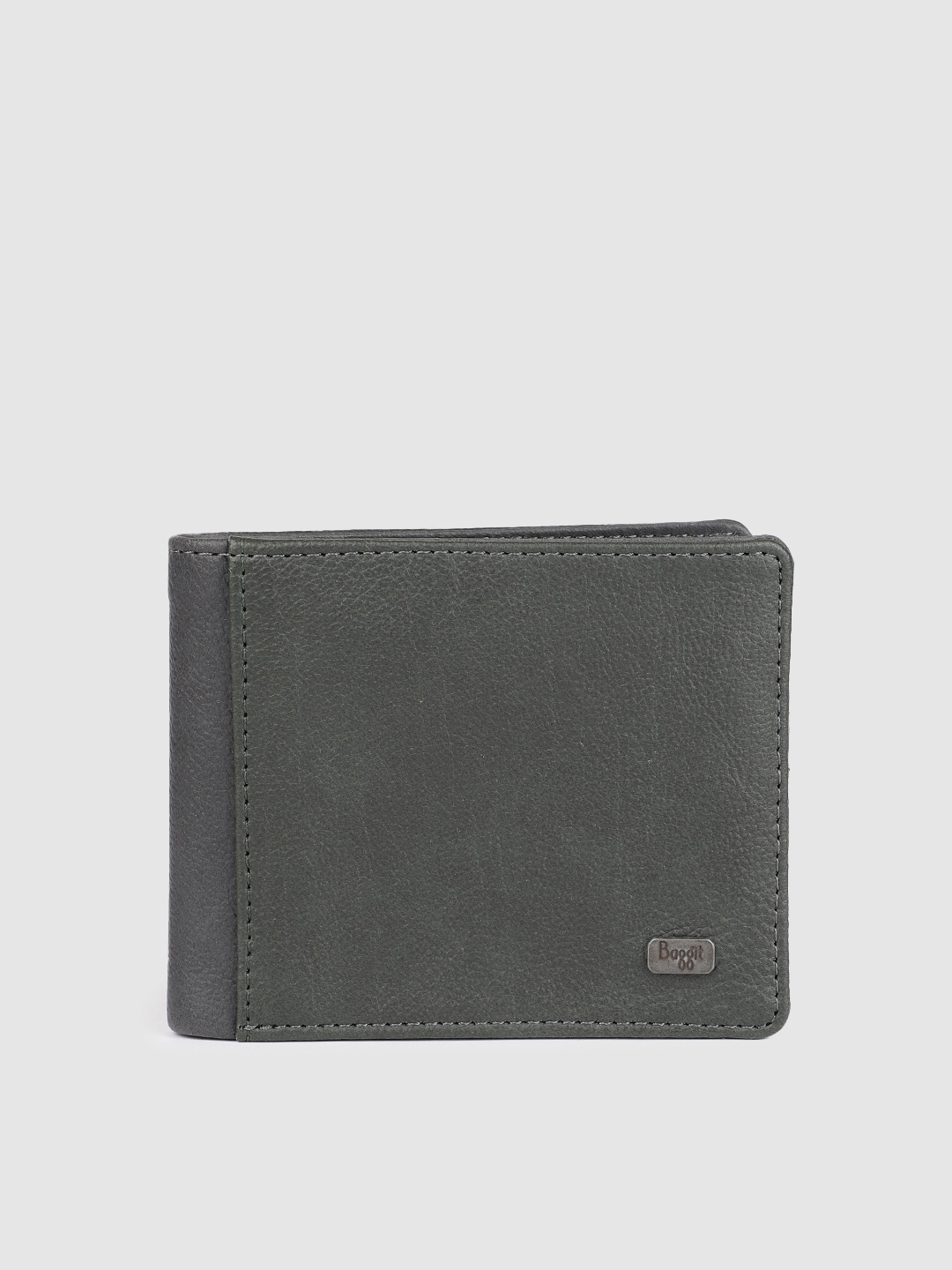 

Baggit Men Green Textured Two Fold Wallet