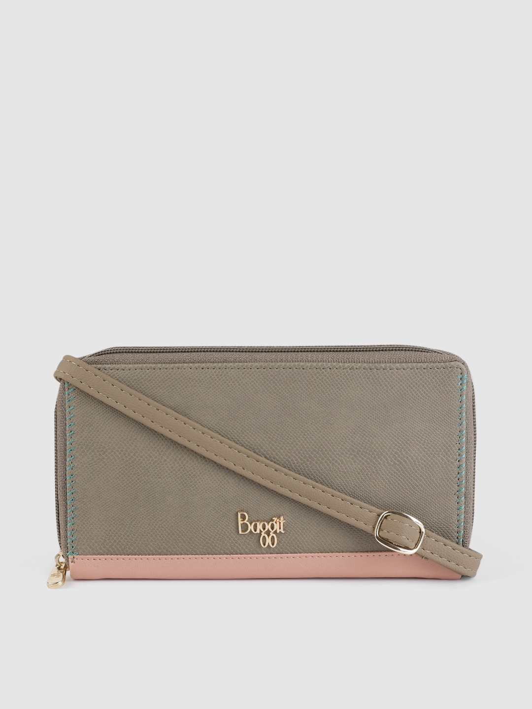 

Baggit Women Beige Textured Zip Around Wallet