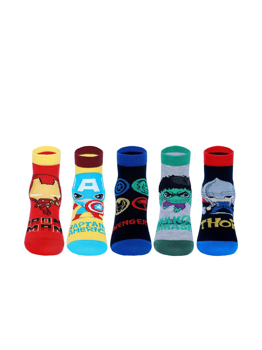 

Supersox Boys Pack of 5 Disney Avenger Patterned Ankle-Length Socks, Red