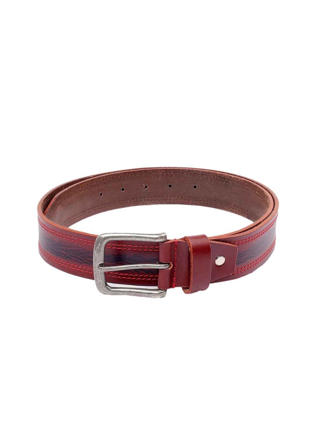 

bacca bucci Men Maroon Textured Leather Belt