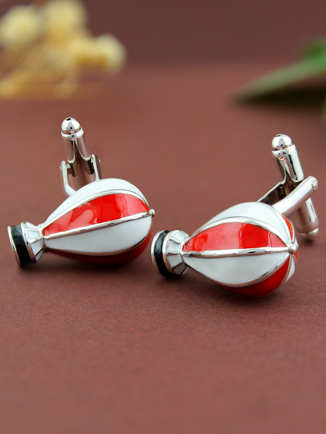 

PELUCHE Red & White Contemporary Cufflinks