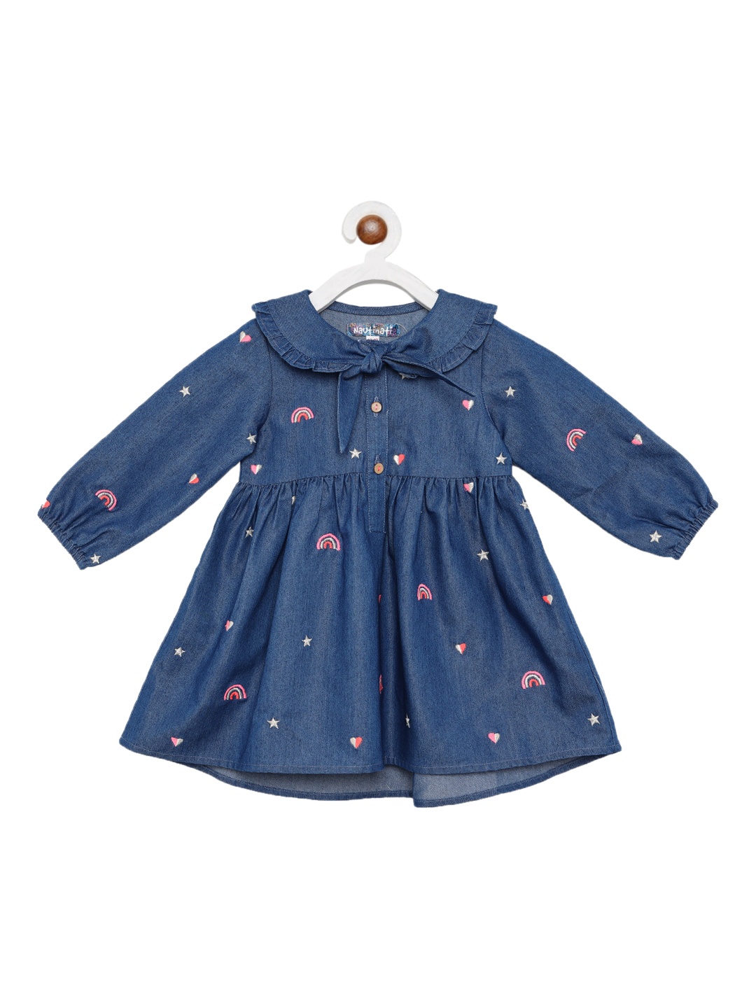 

Nauti Nati Navy Blue Peter Pan Collar Cotton Shirt Dress