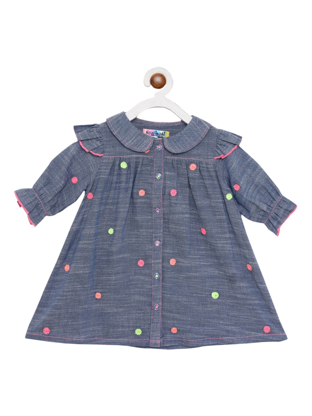 

Nauti Nati Blue Peter Pan Collar Cotton A-Line Dress