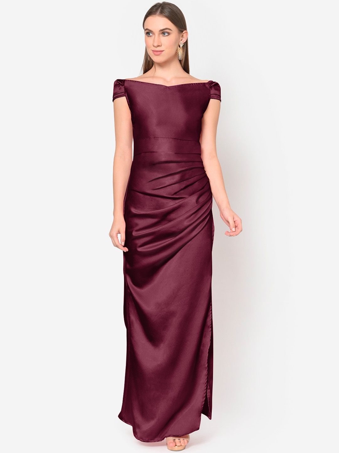 

Martini Maroon Satin Maxi Dress