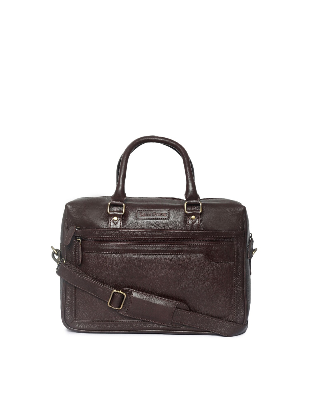 

LOUIS STITCH Unisex Brown Textured Leather Laptop Bag