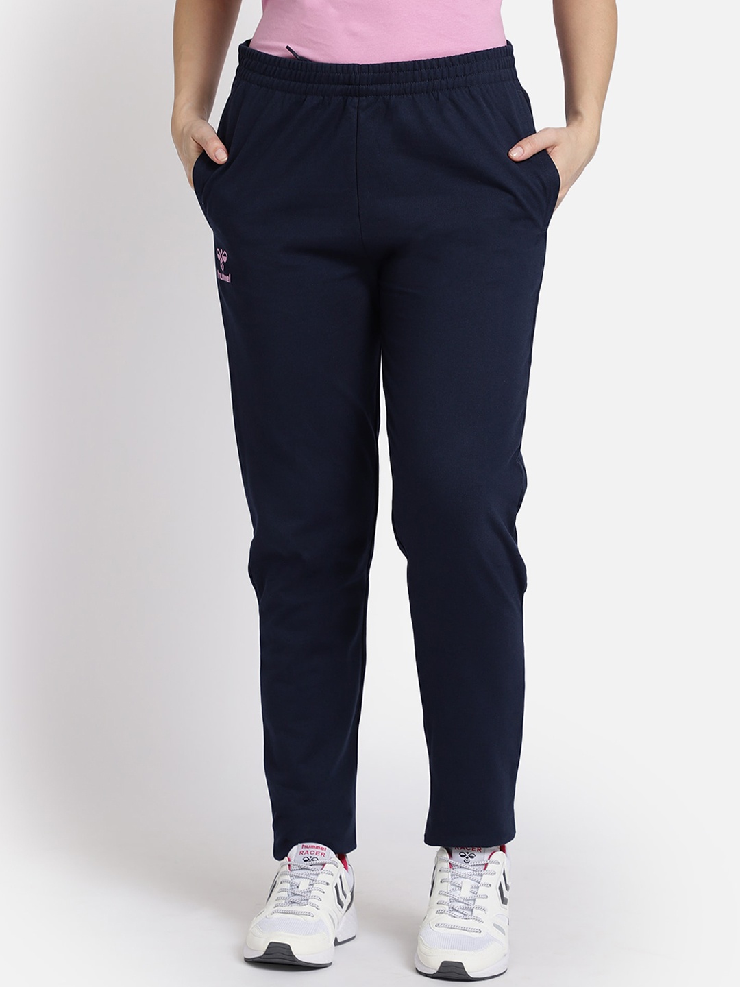 

hummel Women Navy Blue Solid Action Cotton Track Pants