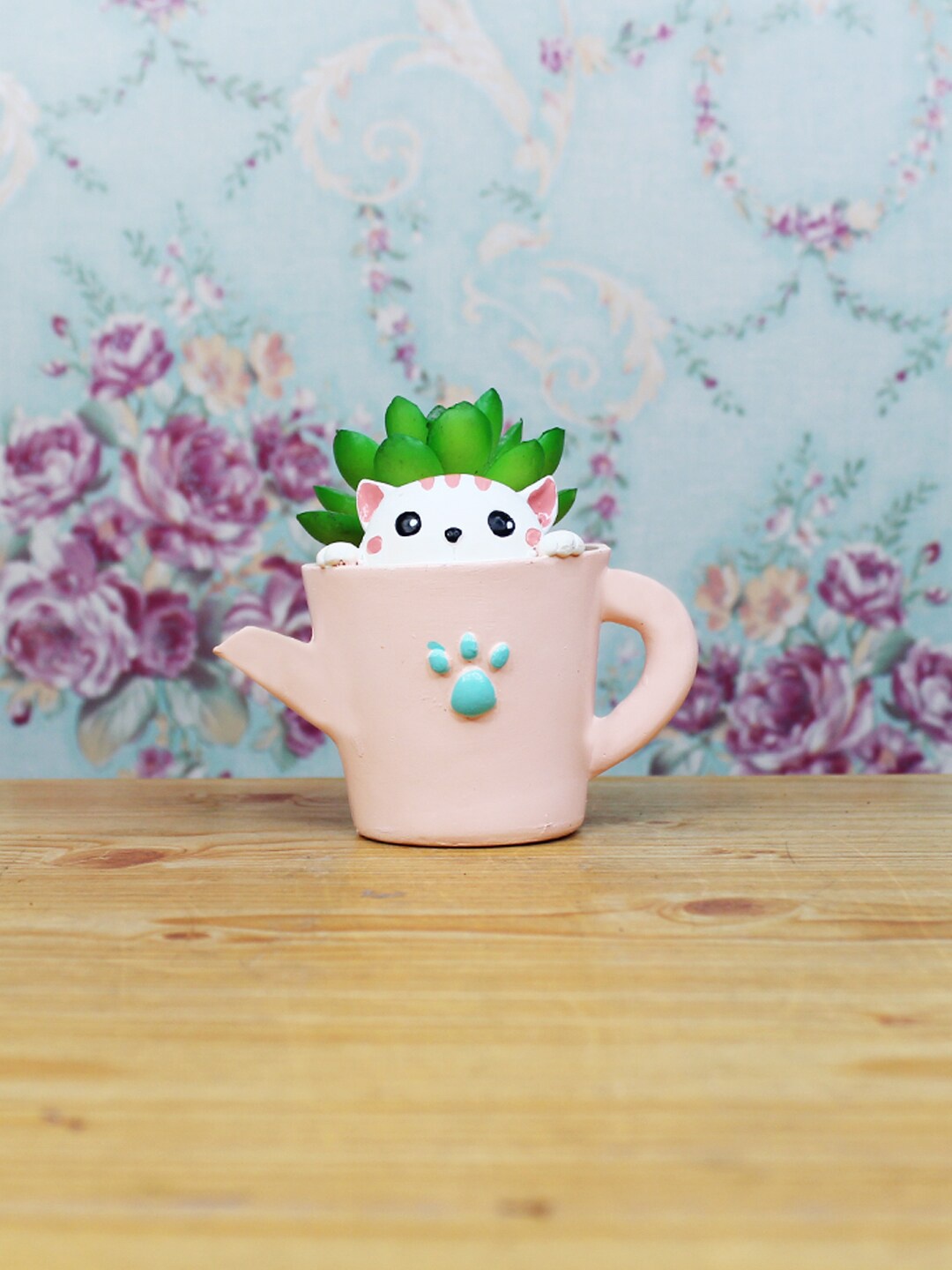 

Wonderland Pink & White Kitty In Watercan Shape Planter