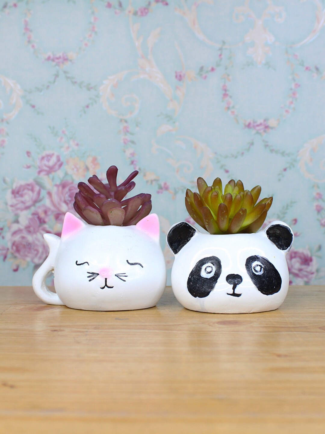 

Wonderland Set Of 2 White Resin Succulent Planter