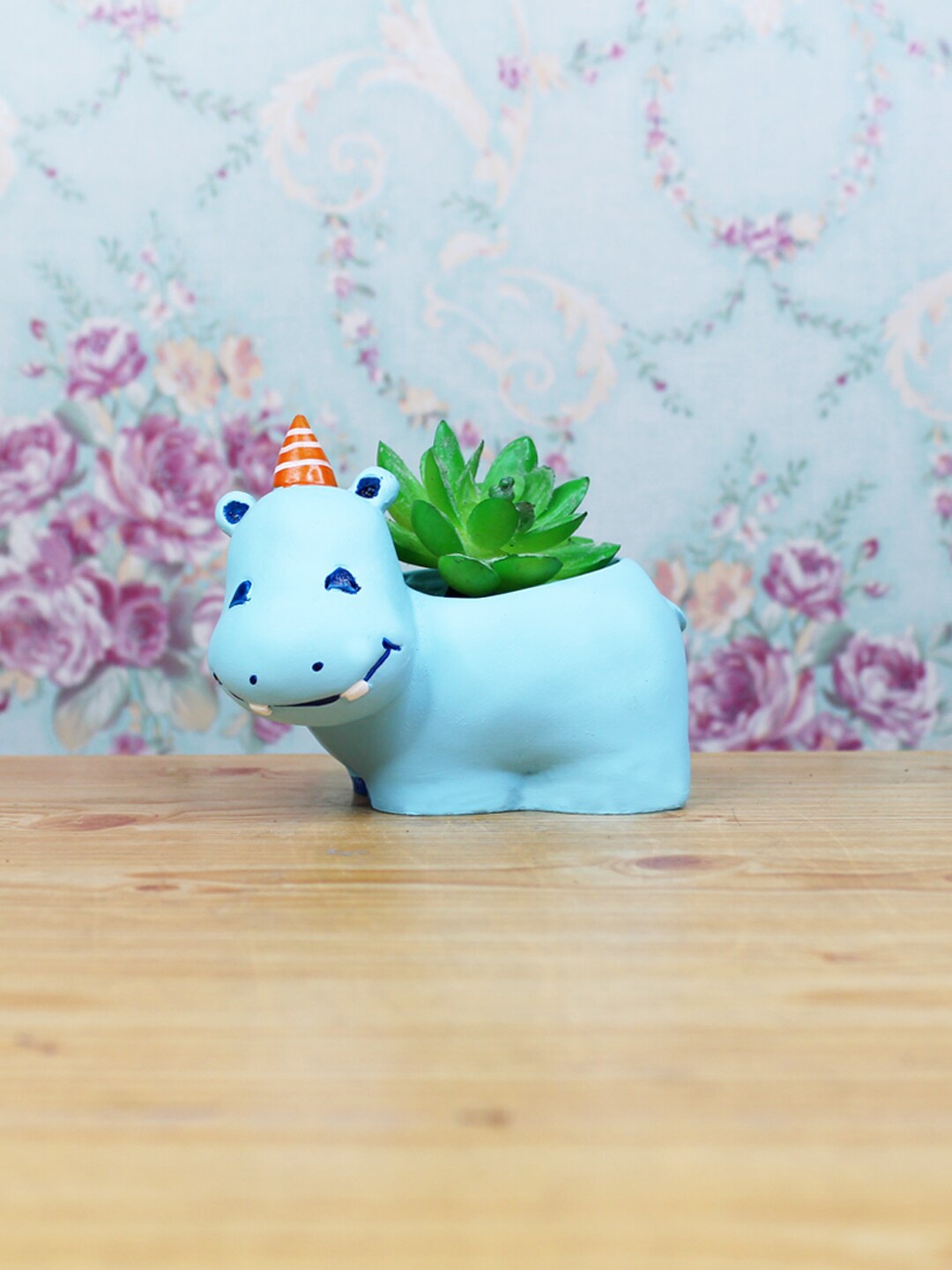 

Wonderland Blue Hippo On Boat Succulent Planter