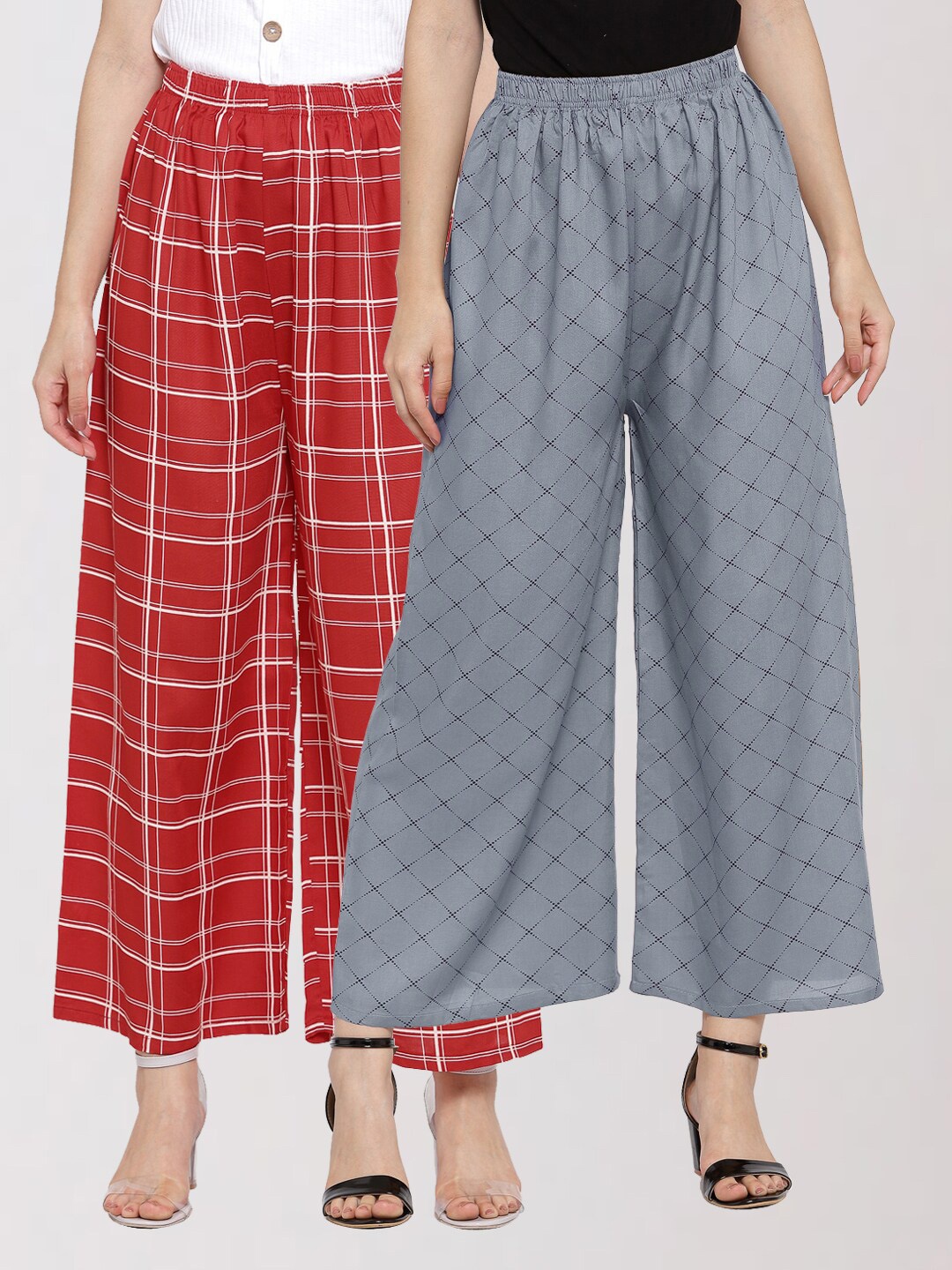 

KLOTTHE Women Set Of 2 Printed Palazzos, Red