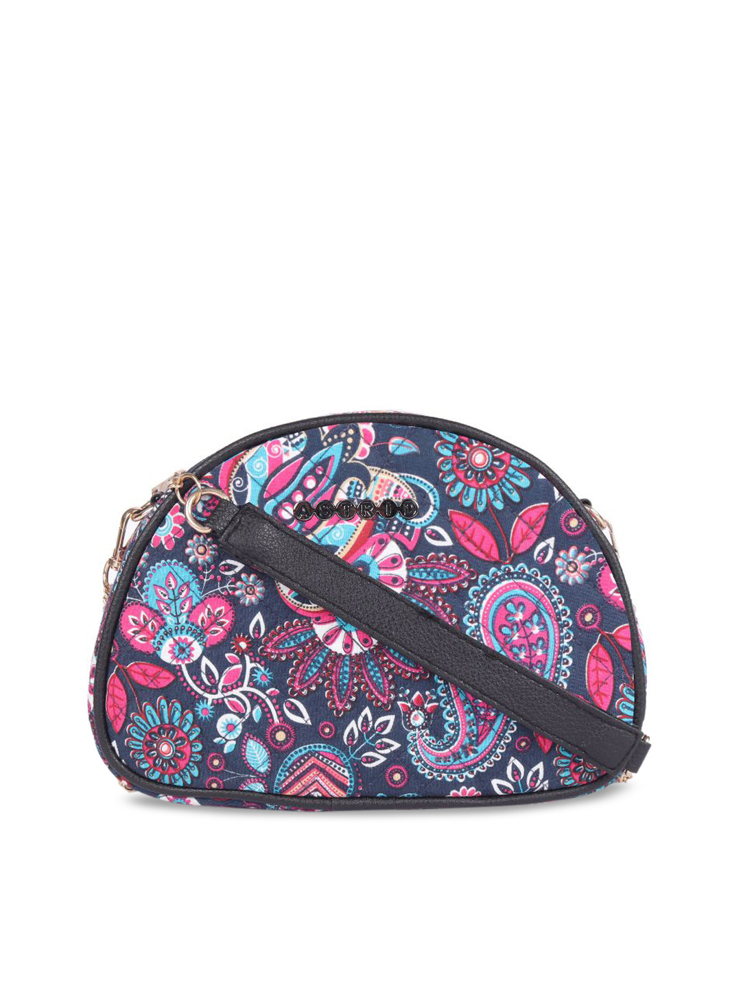 

ASTRID Multicoloured Ethnic Motifs Printed Half Moon Sling Bag, Multi