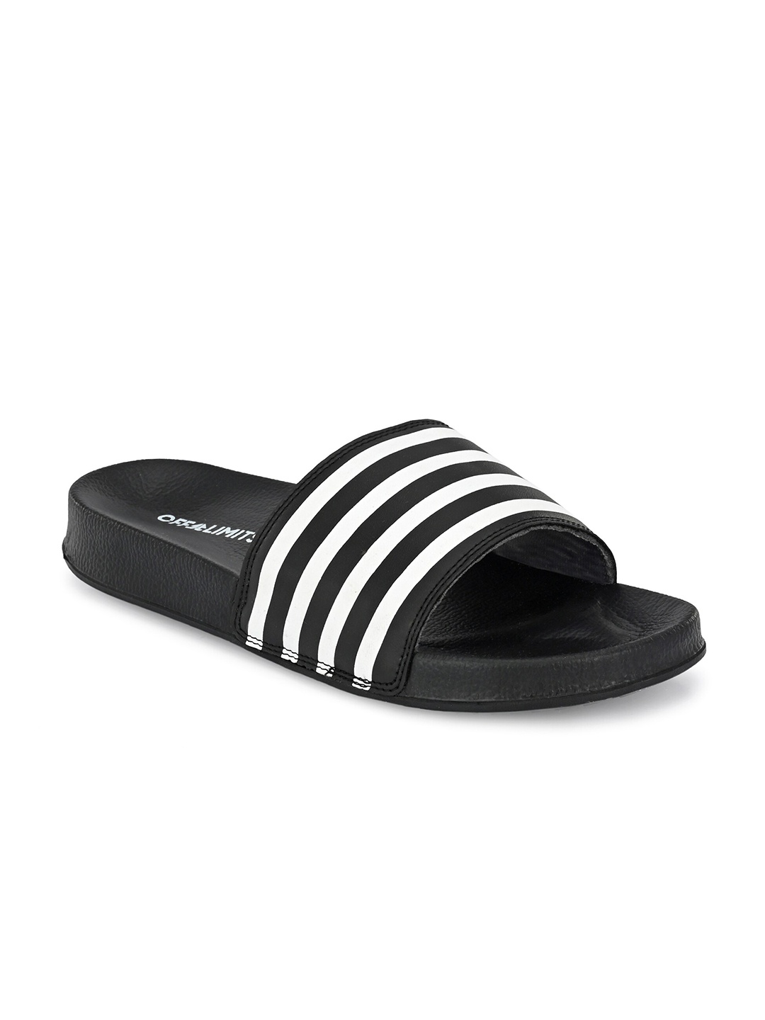 

OFF LIMITS Men Black Striped Sliders