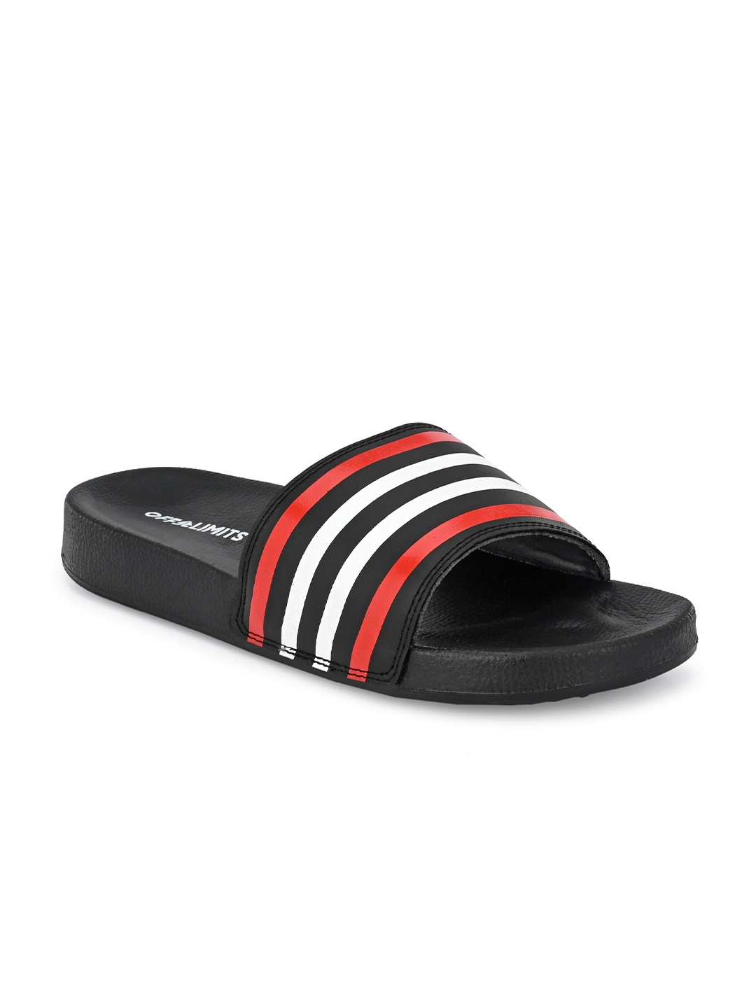 

OFF LIMITS Men Black Striped Sliders