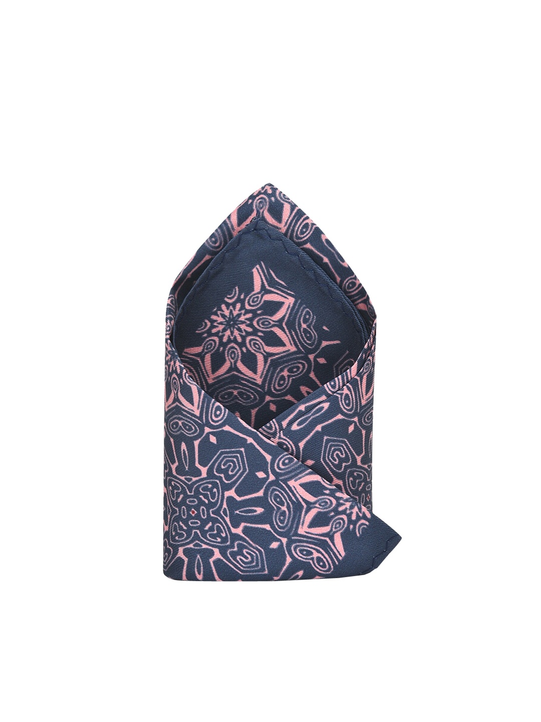 

Tossido Men Navy Blue & Pink Printed Pure Microfiber Pocket Square