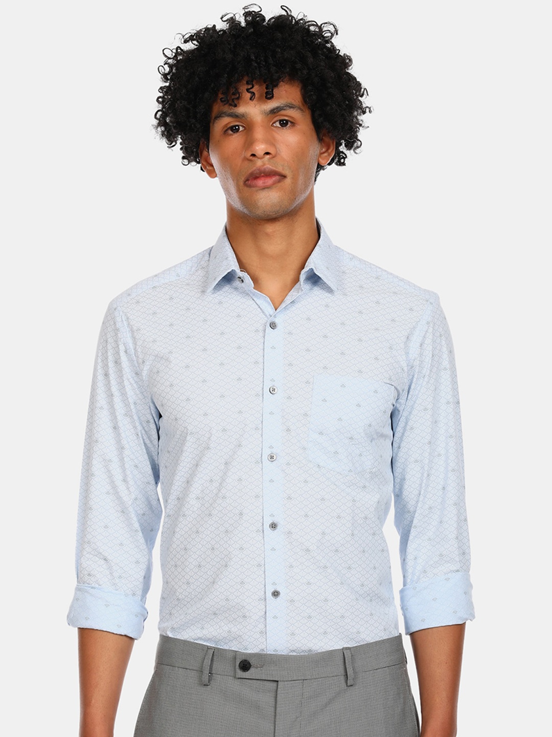 

Arrow Men Blue Opaque Printed Casual Shirt