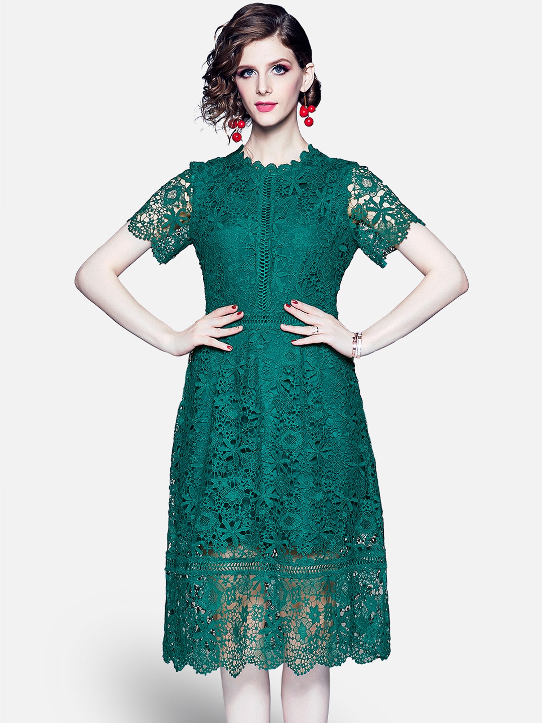 

JC Collection Green Lace Midi Dress