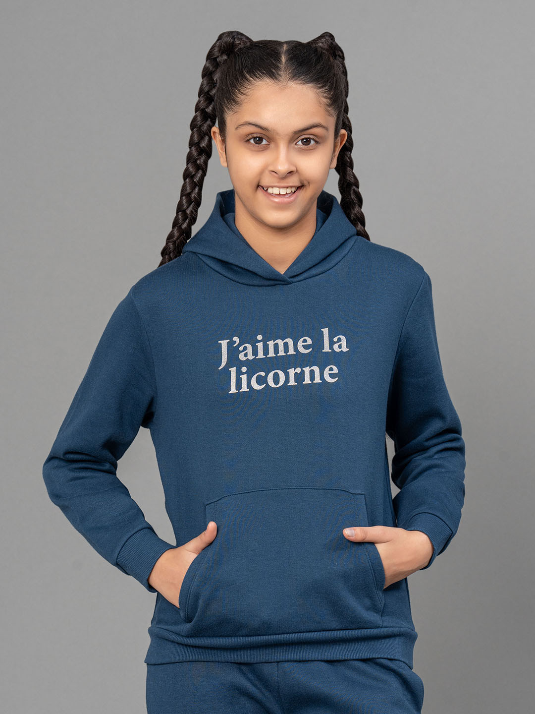 

Mode by Red Tape Girls Blue Hooded Printed Sweatshirt