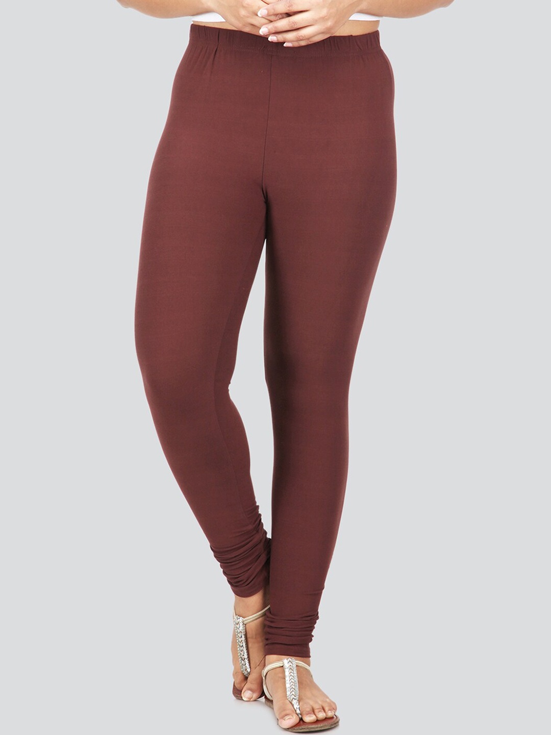 

PinkLoom Women Brown Solid Churidar-Length Leggings