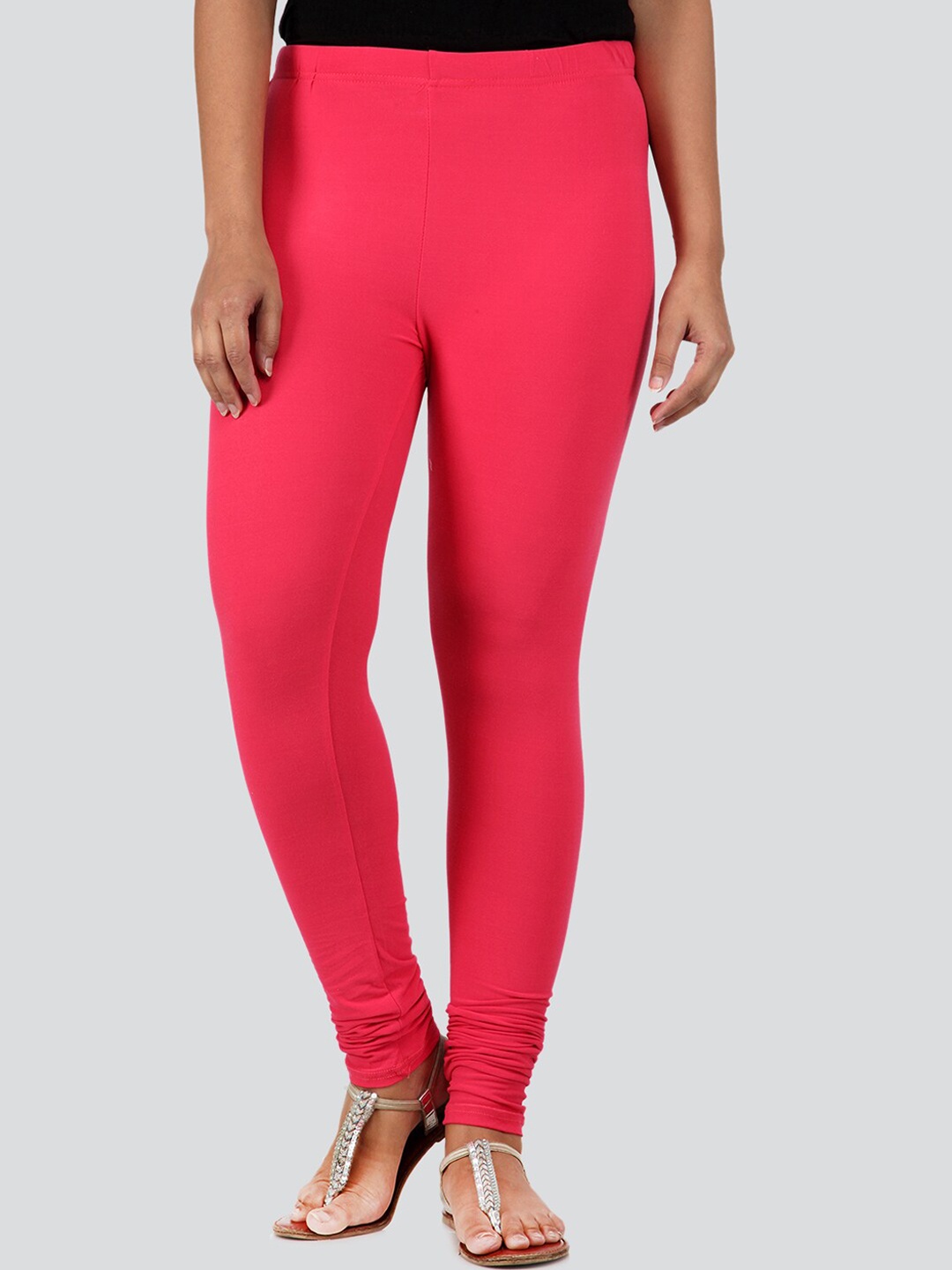 

PinkLoom Women Pink Solid Churidar-Length Leggings