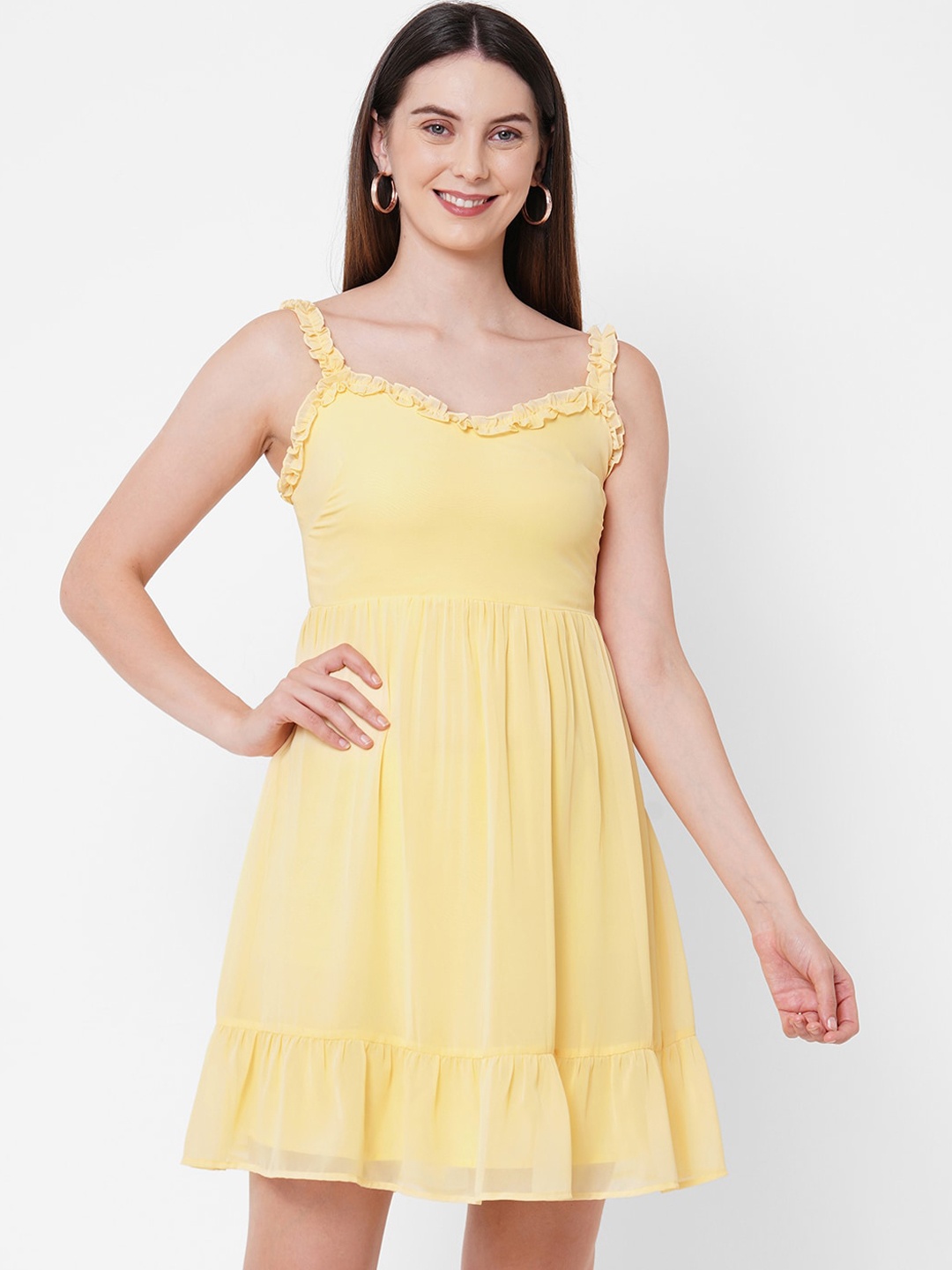 

MISH Women Yellow Georgette Dress