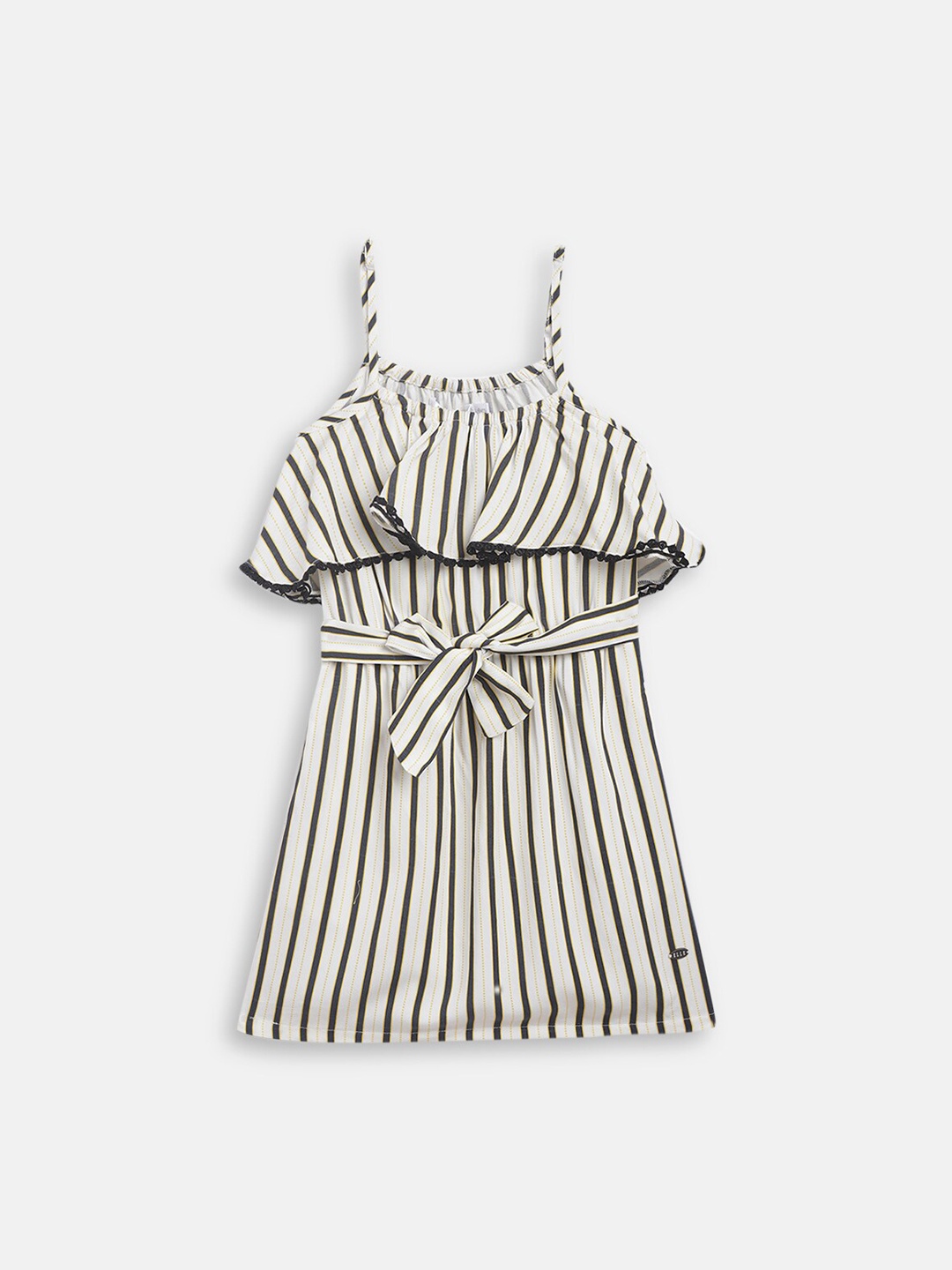 

ELLE Girls White & Black Striped A-Line Dress