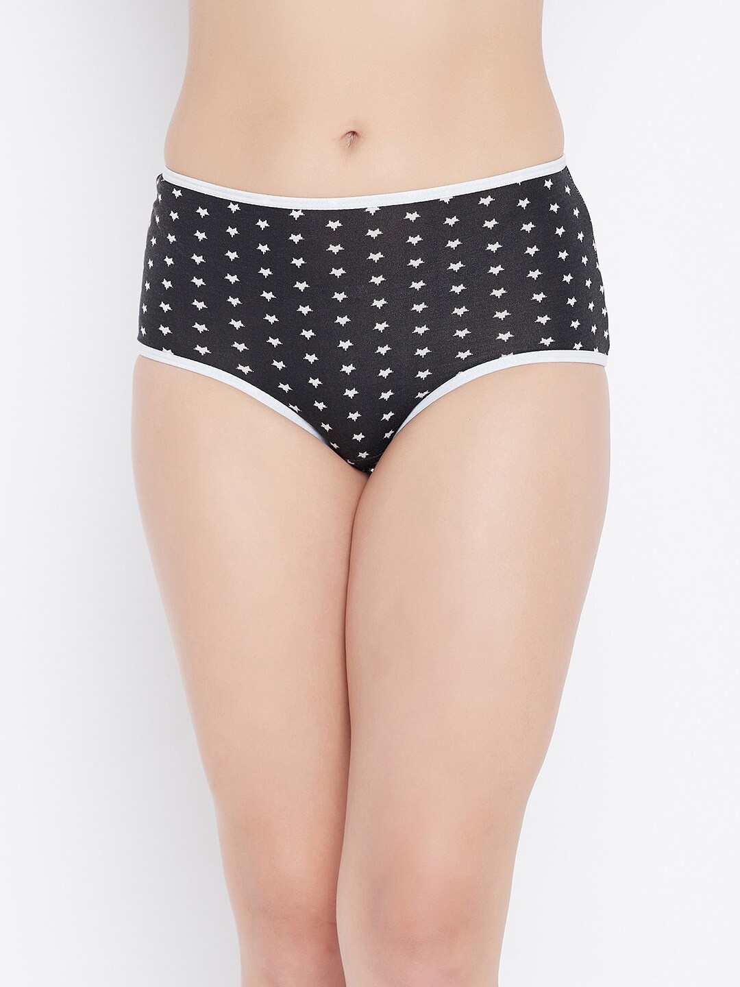 

Clovia Women Black & White Star Printed Cotton Hipster Briefs