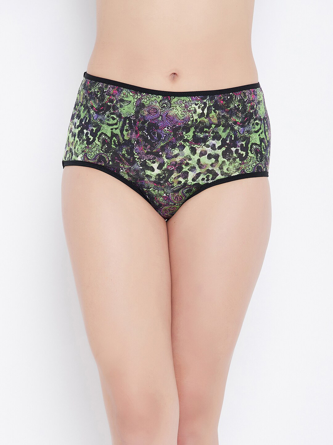 

Clovia Women Green & Purple Printed Cotton Hipster Briefs