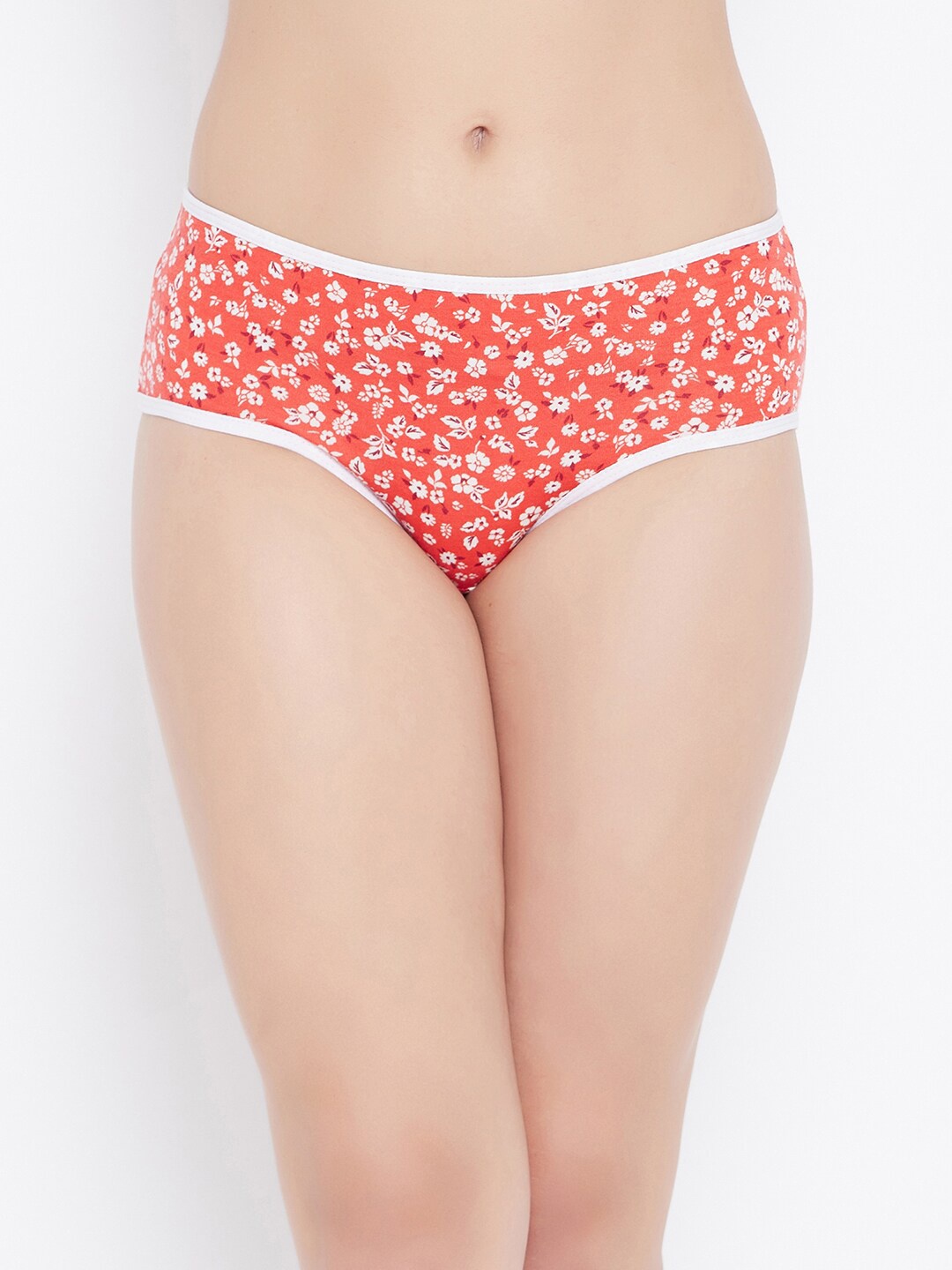 

Clovia Women Orange & White Floral Printed Cotton Hipster Briefs