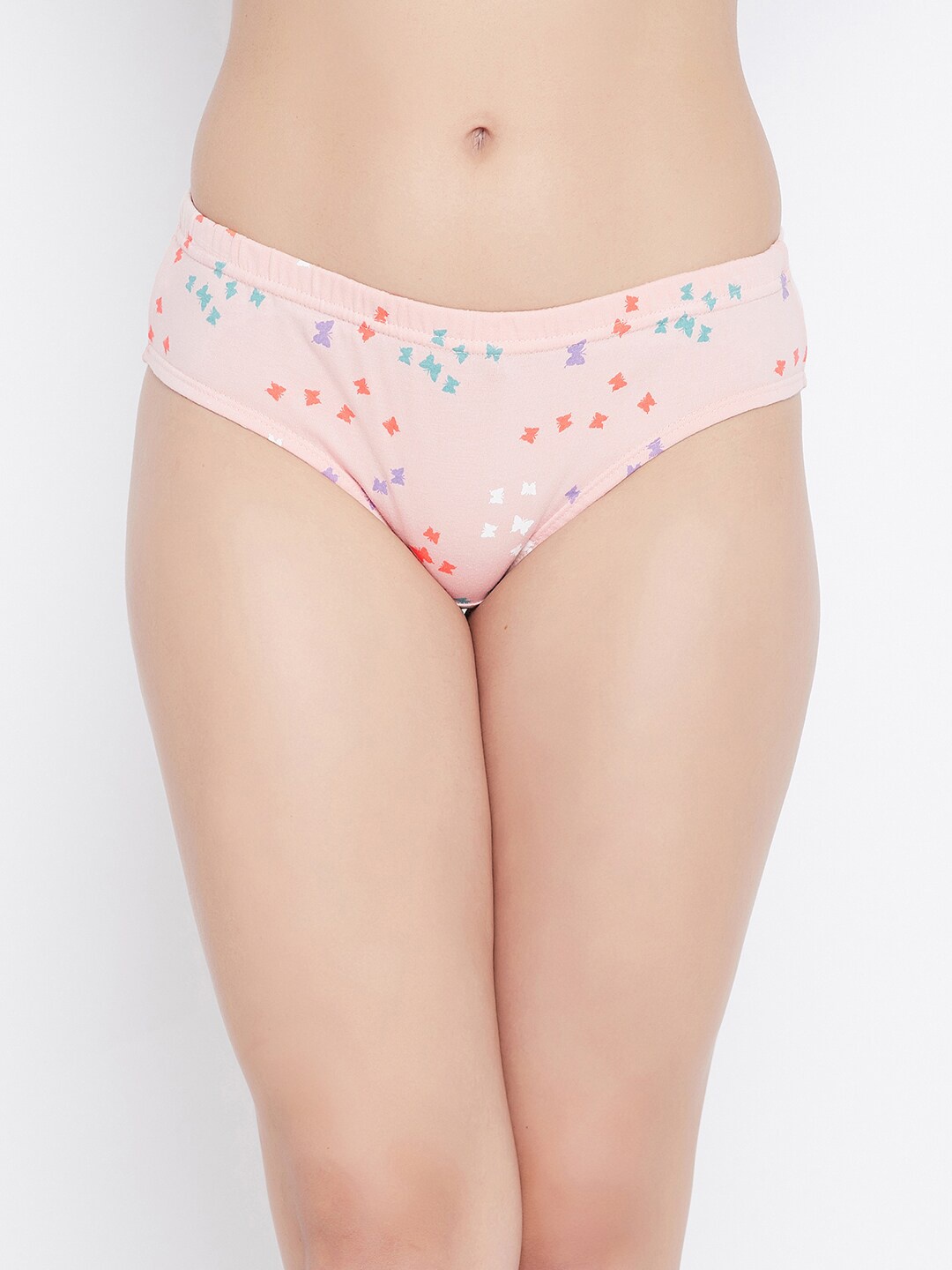 

Clovia Women Pink & Blue Butterfly Printed Cotton Hipster Briefs