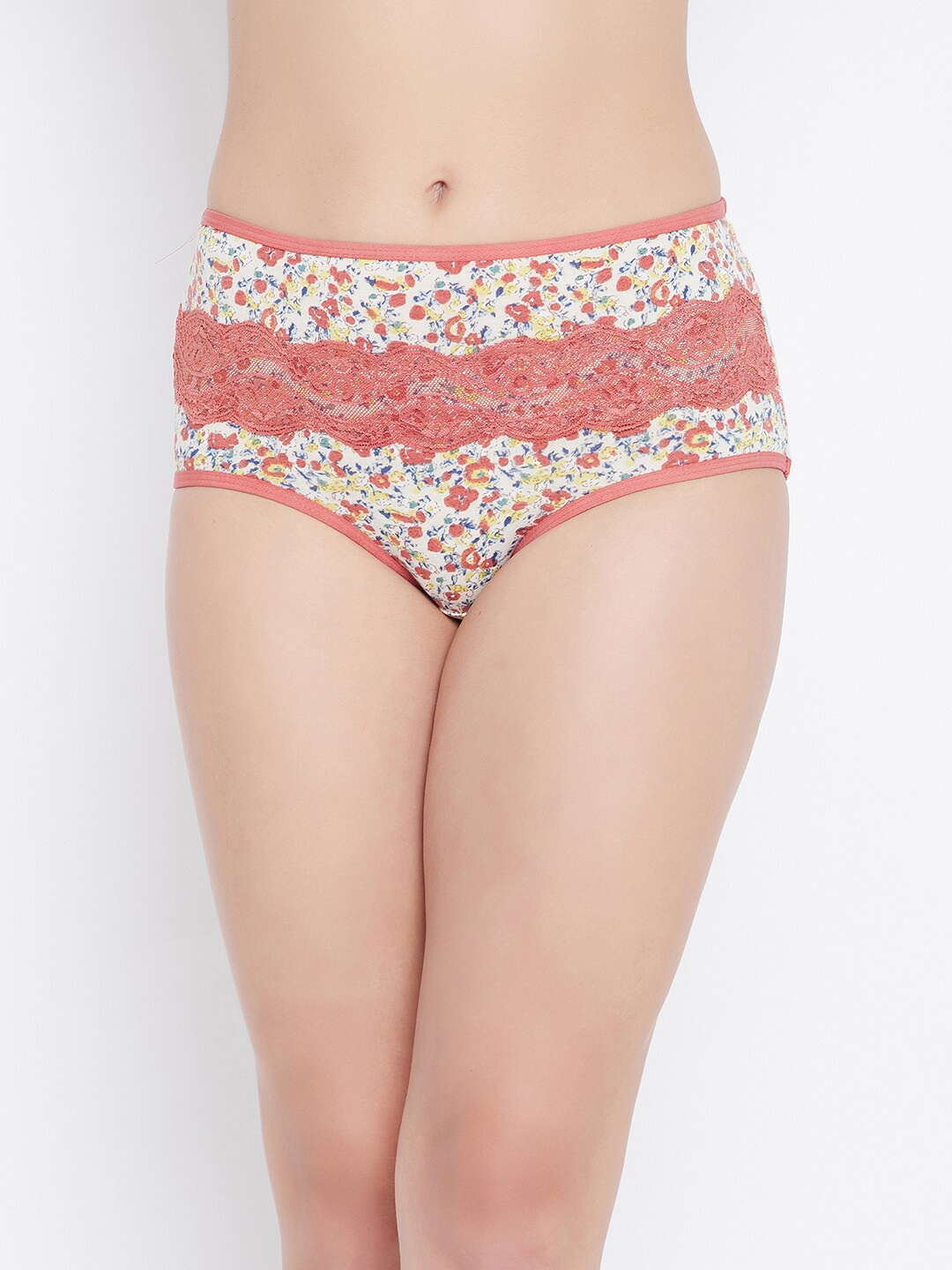 

Clovia Women Red & White Floral Printed Cotton Hipster Briefs