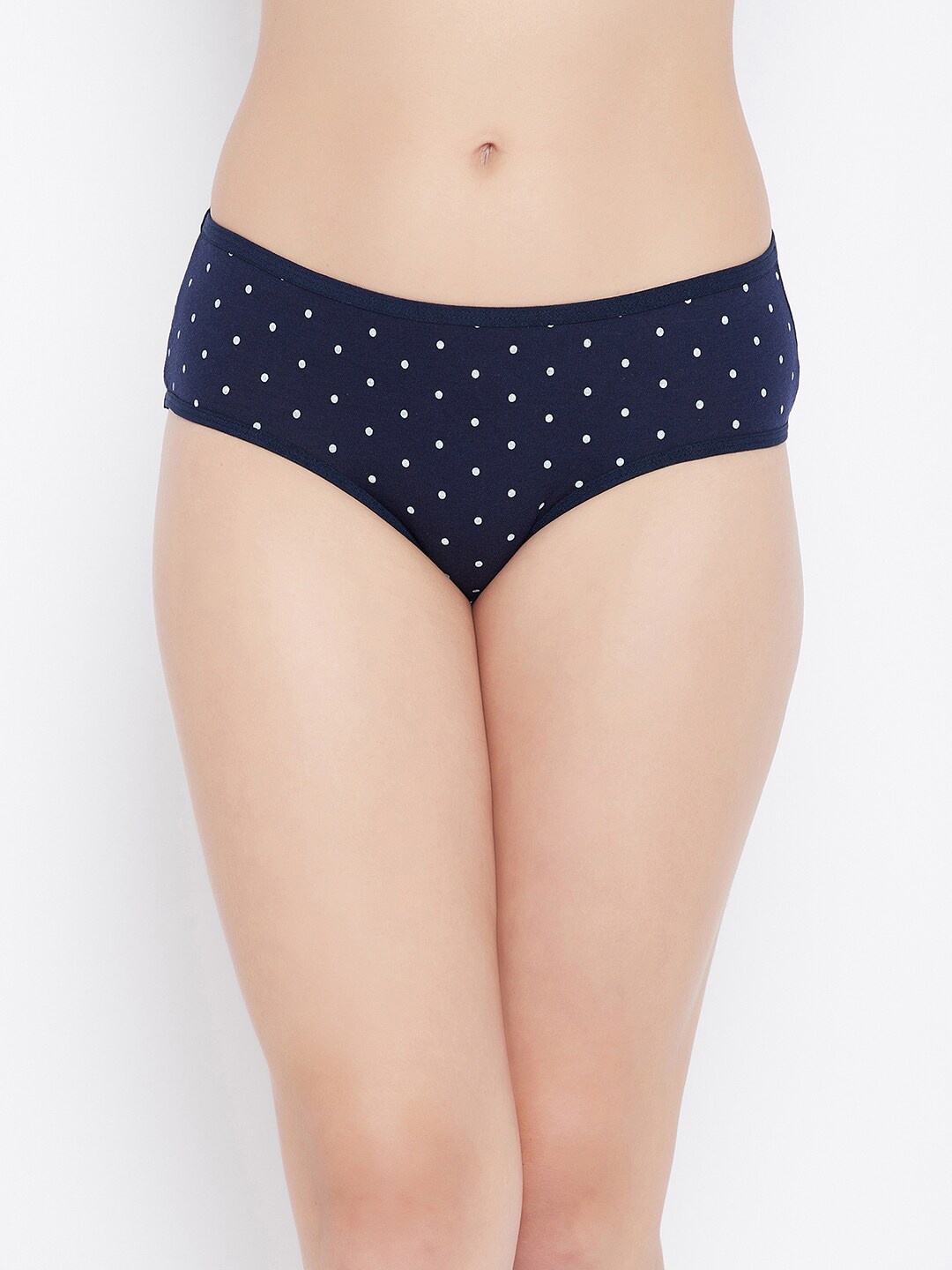 

Clovia Women Polka Dots Print Mid-Waist Cotton Hipster Briefs PN3464T083XL, Navy blue