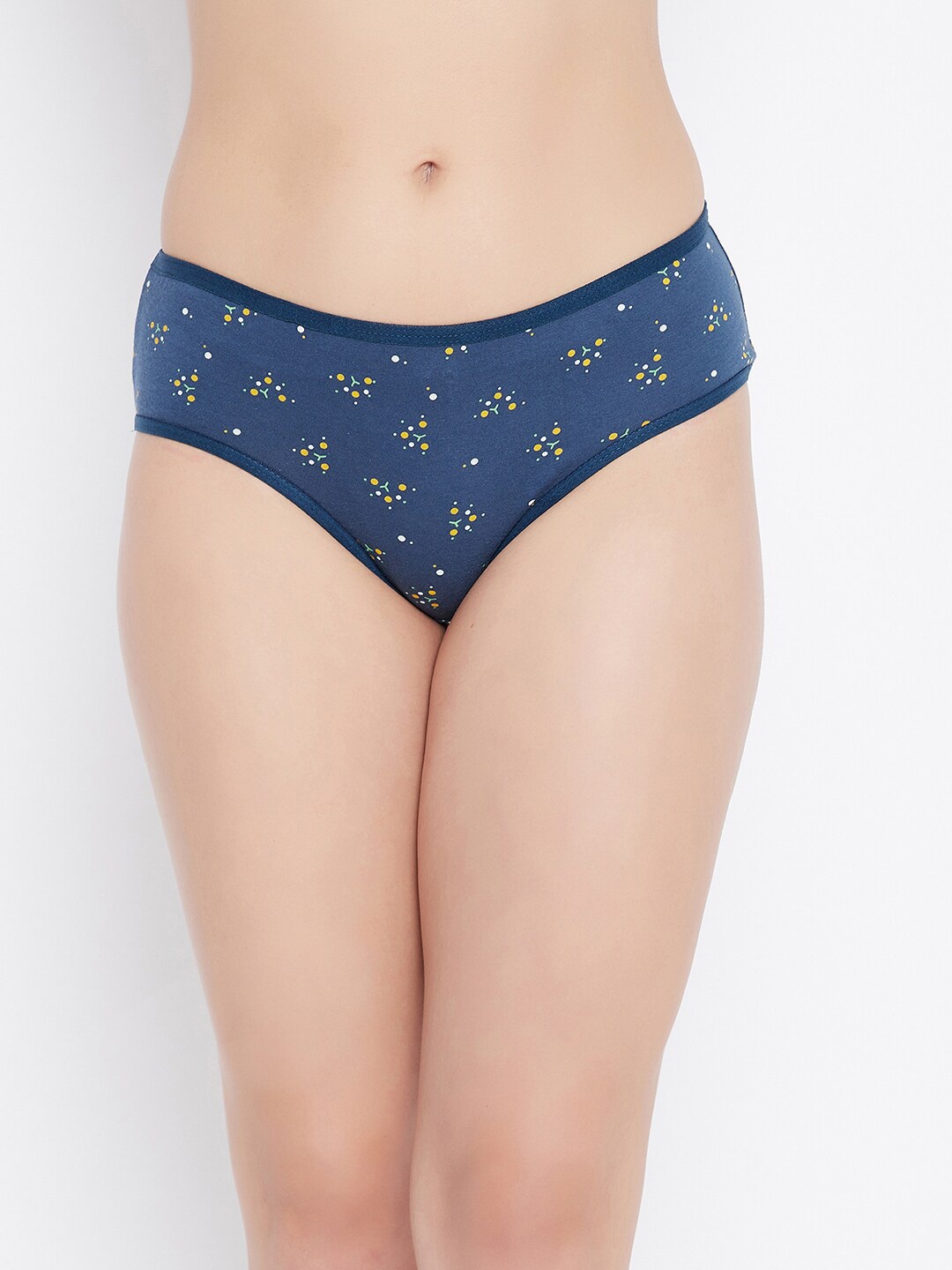 

Clovia Women Blue & Yellow Printed Cotton Hipster Briefs