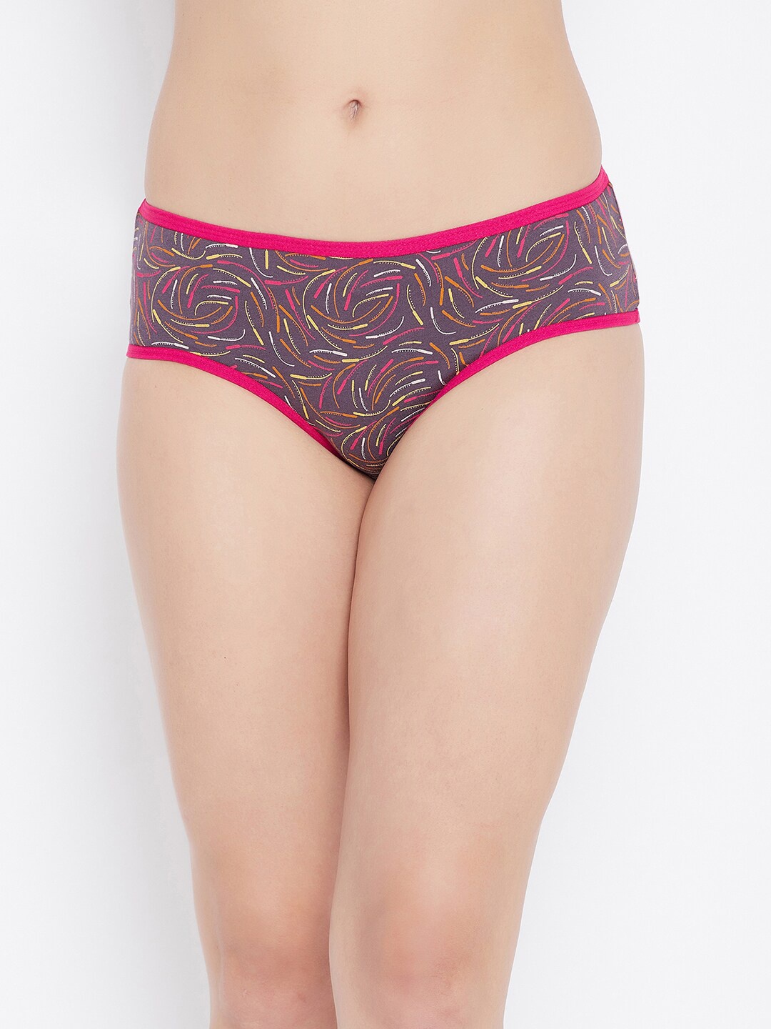 

Clovia Women Grey & Red Printed Cotton Hipster Briefs PN3464V05S